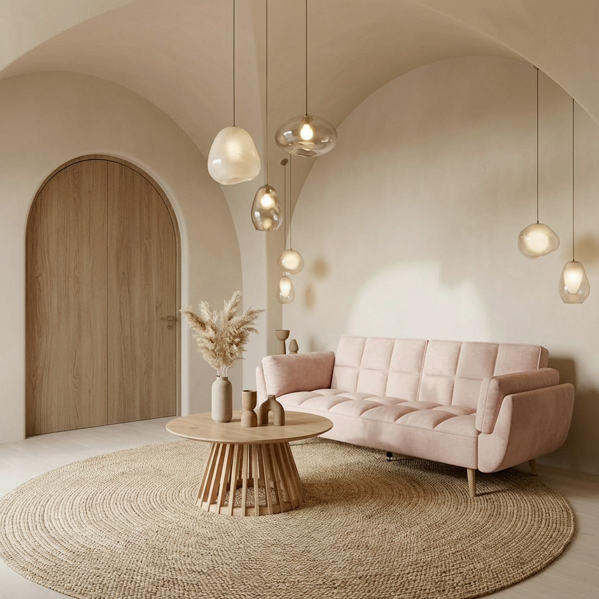 Canapea extensibilă CORA - roz, Modern, lemn/textil (214/92/81cm) - Bessagi Home