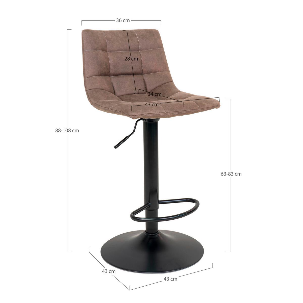 Barhocker-Set Middelfart 2er-Set Hellbraun/Schwarz - Hellbraun/Schwarz, MODERN, Textil/Metall (43/88-108/45cm) - MID.YOU