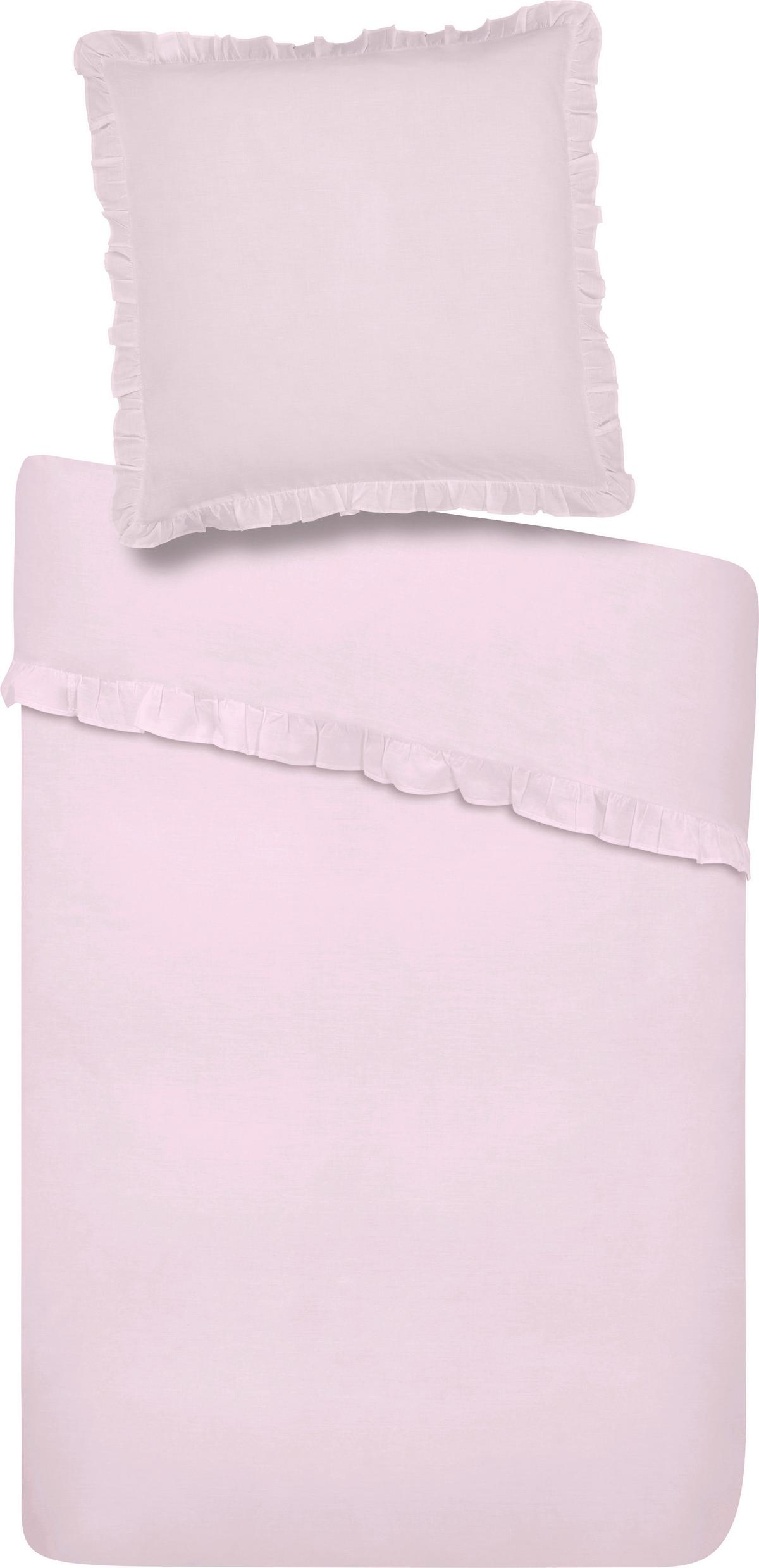 Bettwäsche Rüschen Rosa ca. 135x200cm - Rosa, ROMANTIK / LANDHAUS, Textil (135/200cm) - Zandiara