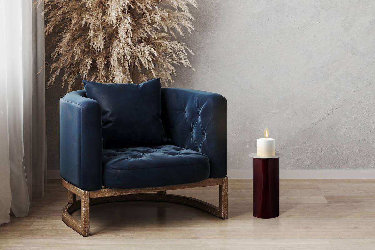 KERZENSTÄNDER BODENKERZENSTÄND. ART DECO 165 - Pflaume/Silberfarben, Trend, Metall (20/40/20cm) - Kayoom