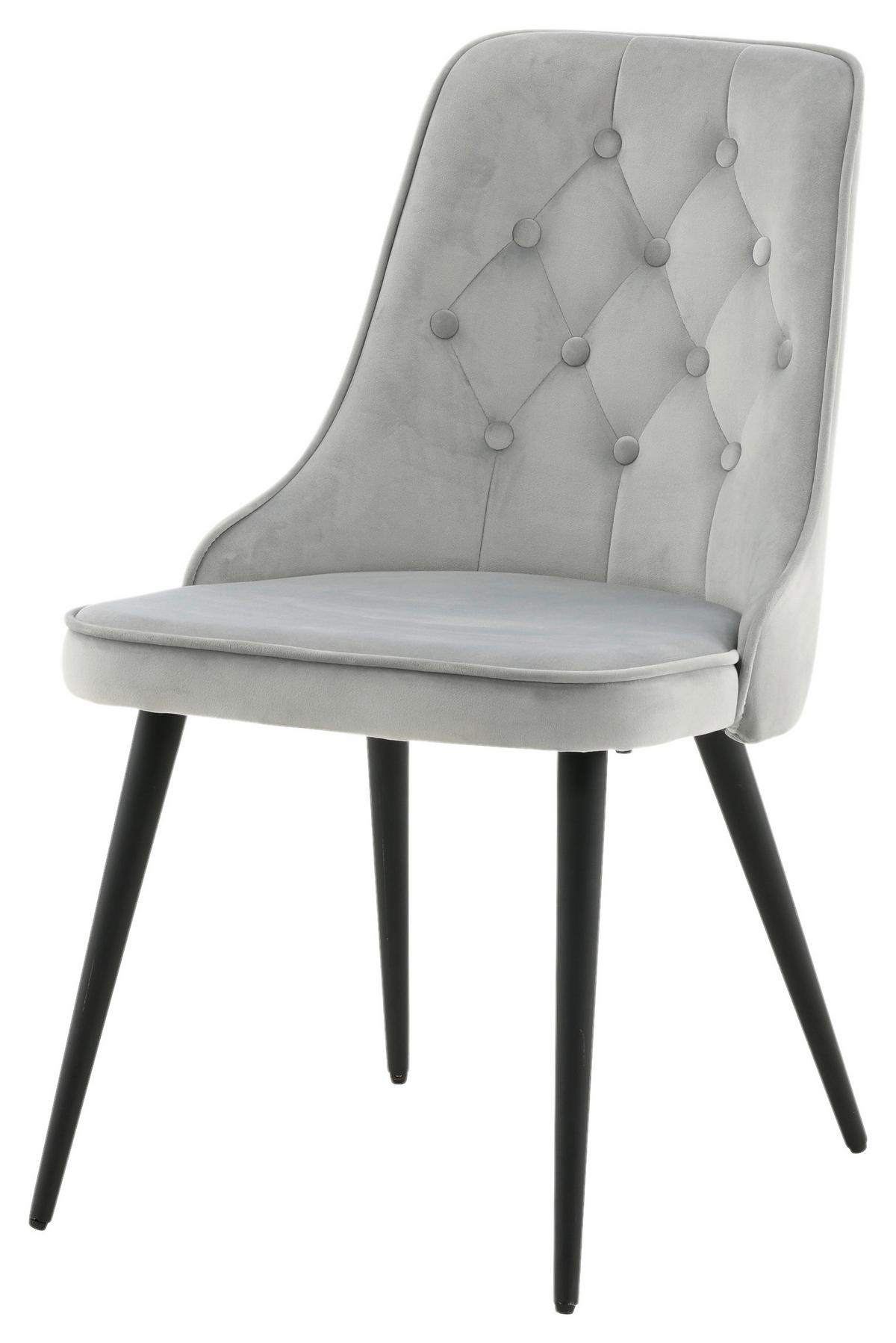 STUHL-SET VELVET DELUXE - Hellgrau/Schwarz, Design, Kunststoff/Textil (50/88,5/66cm) - Livetastic