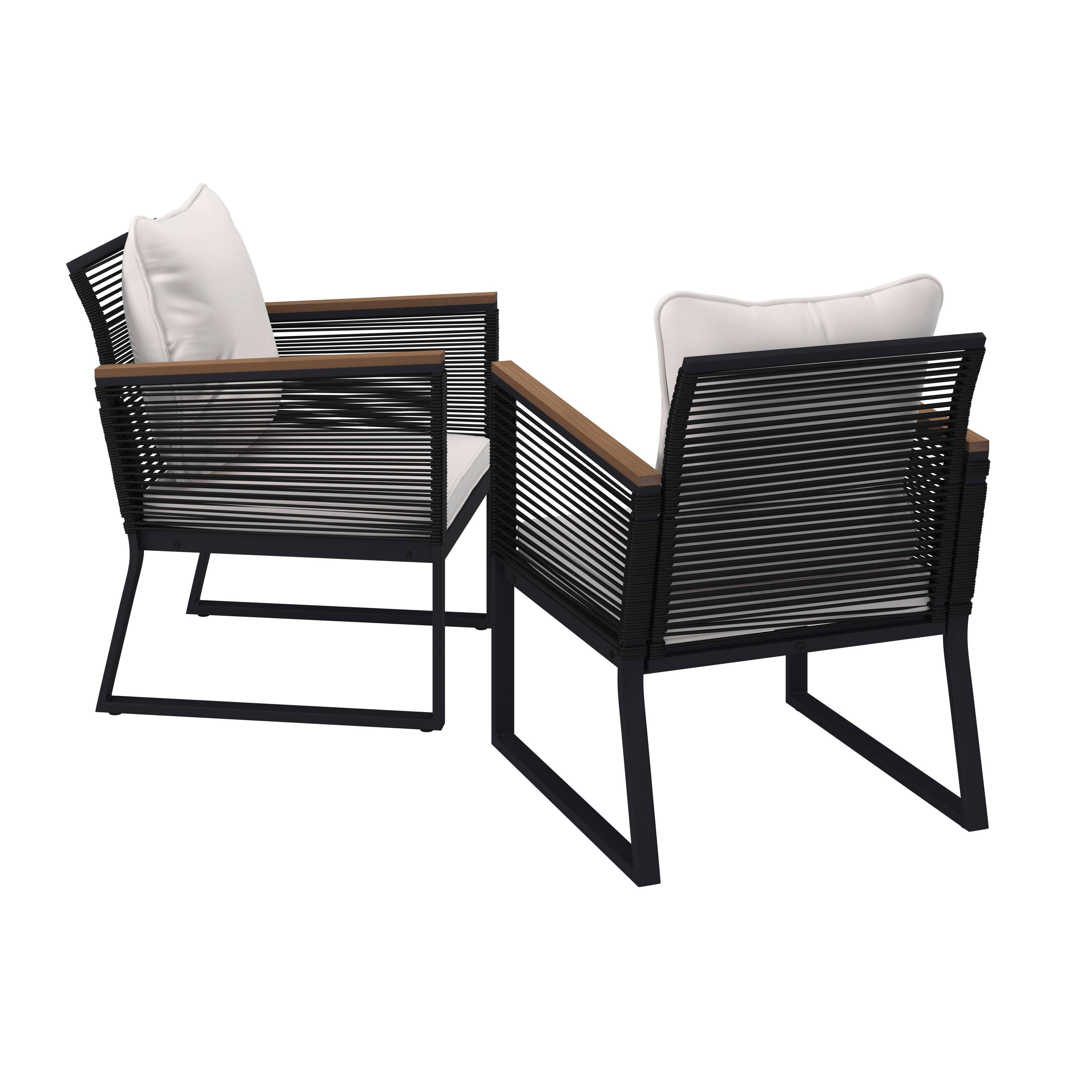 TRÄDGÅRDSSTOLAR SET TONI - svart/cremefärgad, Modern, metall/textil (56/70/76cm) - Bessagi Garden