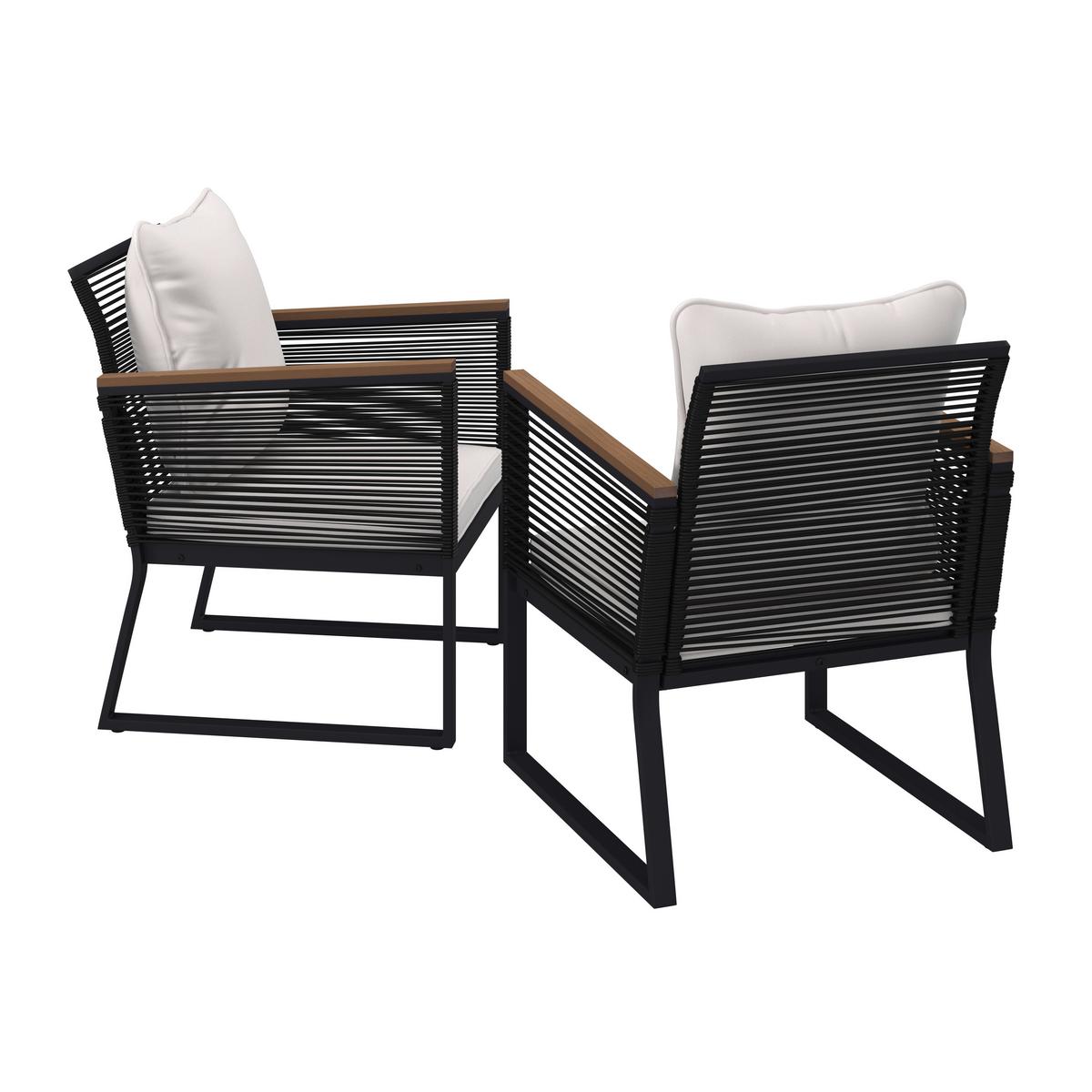 Set Vrtnih Stolov Toni, 2 Kos, Krem - črna/krem barve, Moderno, kovina/umetna masa (56/70/76cm) - Bessagi Garden