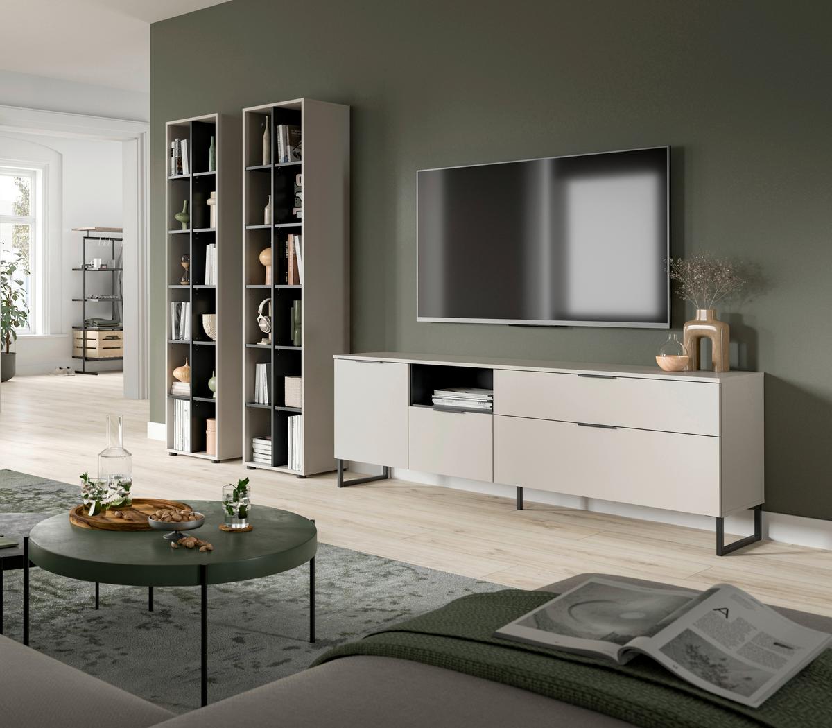 Dnevni Regal Noida, Kašmir, Črna, 3-Delni - kašmir/črna, Design, kovina/umetna masa (305/192/41cm) - Livetastic