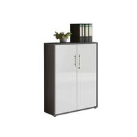 AKTENSCHRANK OFFICE EDITION - Weiß Hochglanz/Anthrazit, MODERN, Holzwerkstoff (84,4/113,6/33cm) - MID.YOU
