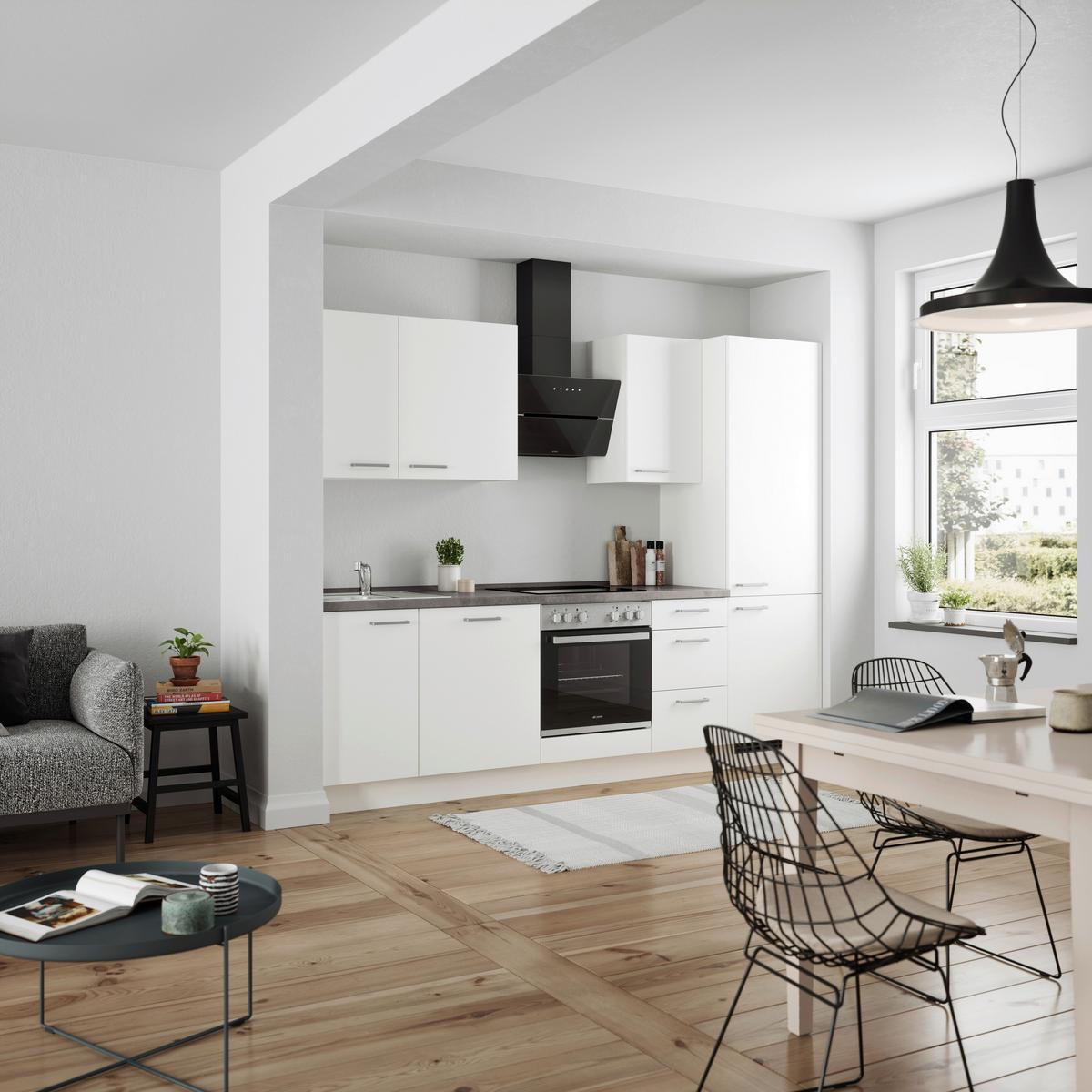 Küchenleerblock Touch High o. Geräte Weiß - Edelstahlfarben/Weiß, MODERN, Holzwerkstoff/Metall (270cm) - Nobilia