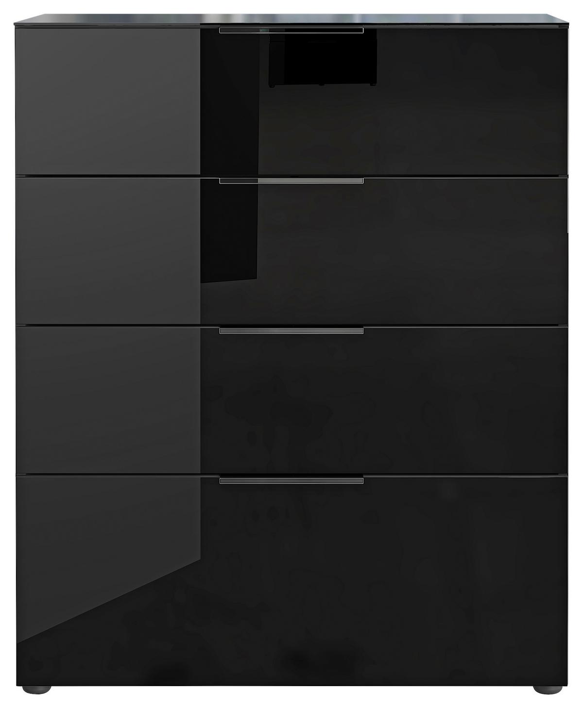 Kommode Oakland in Schwarz - Silberfarben/Schwarz, MODERN, Glas/Holzwerkstoff (83/102/42cm) - Premium Living