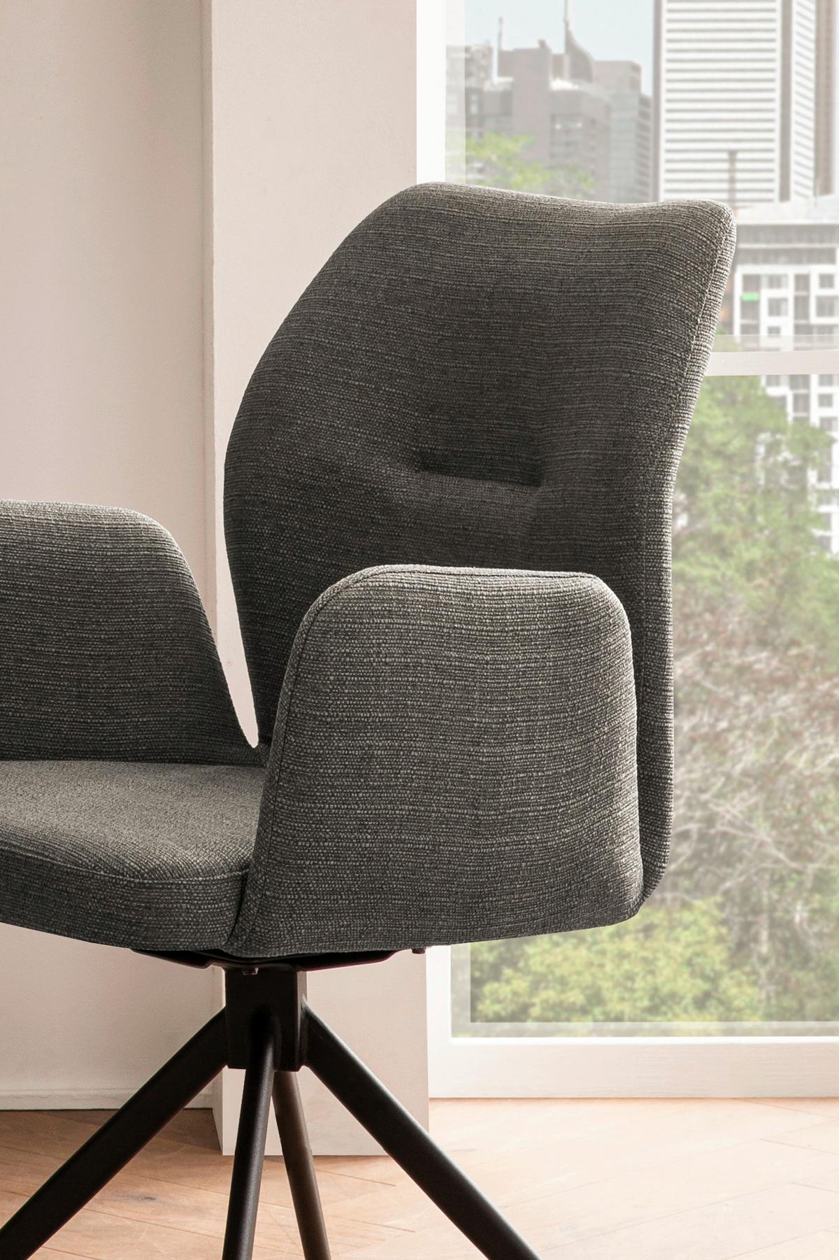 Naslanjač Hilda, Temno Siva, Vrtljiv - temno siva/črna, Moderno, kovina/tekstil (59/88/58cm) - Livetastic