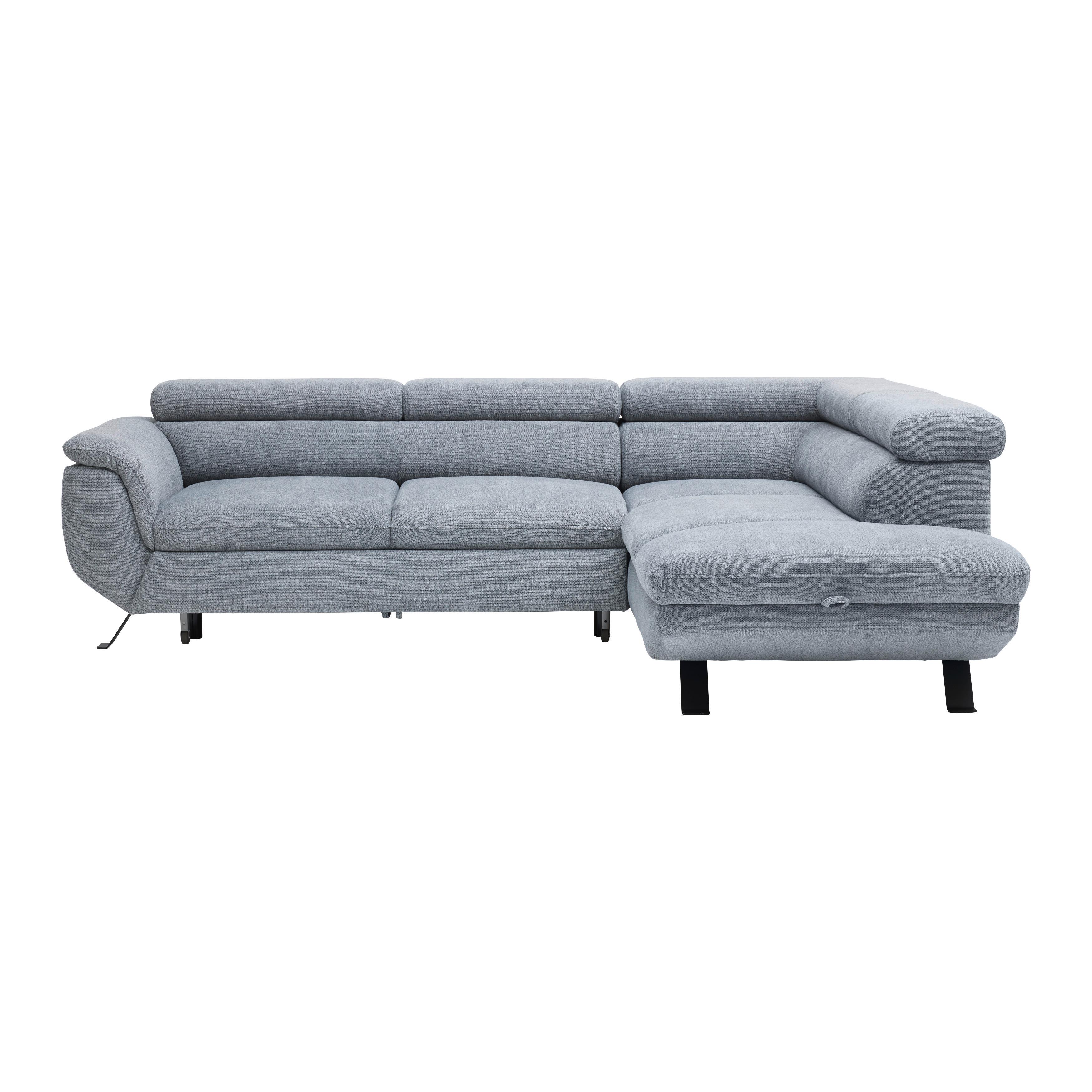 Ecksofa Raven Grau - Schwarz/Grau, Modern, Textil/Metall (257/198cm) - Mömax