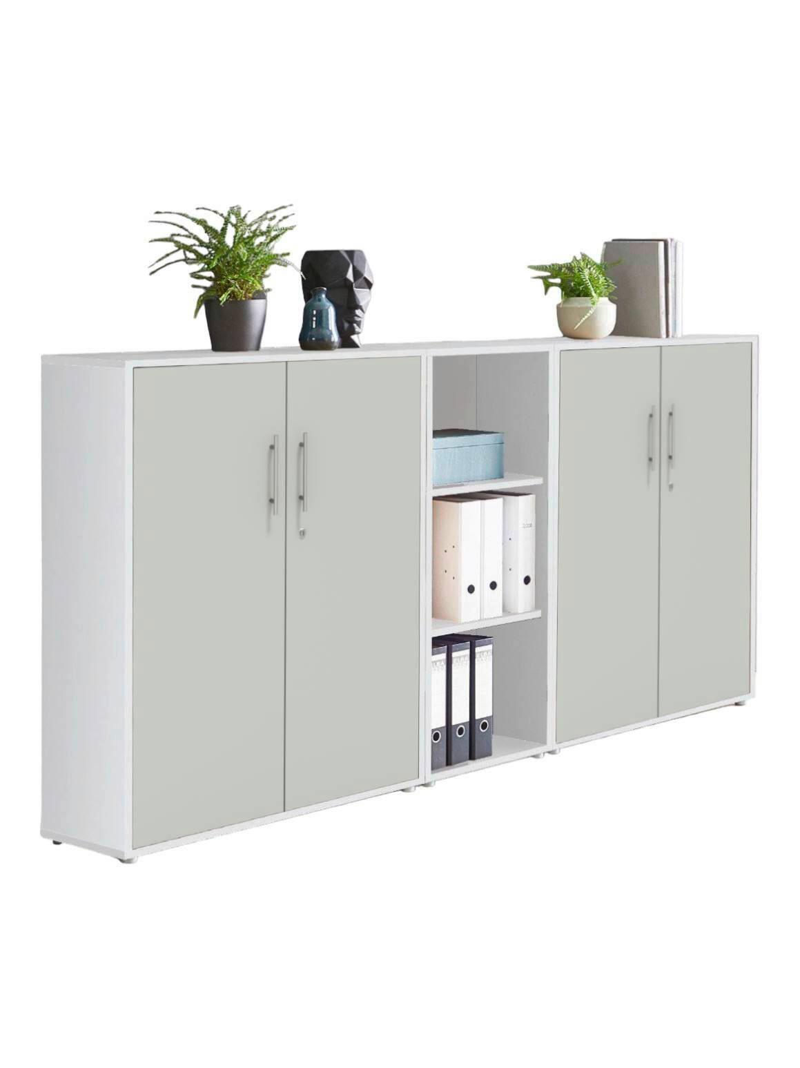 AKTENSCHRANK OFFICE EDITION - SW SET 8 - Hellgrau/Weiß, MODERN, Holzwerkstoff (212,9/113,6/33cm) - MID.YOU