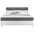 Boxspringbett Anthrazit/Weiß 160x200cm - Chromfarben/Anthrazit, KONVENTIONELL, Textil/Metall (178/111/218cm) - PREMIUM LIVING