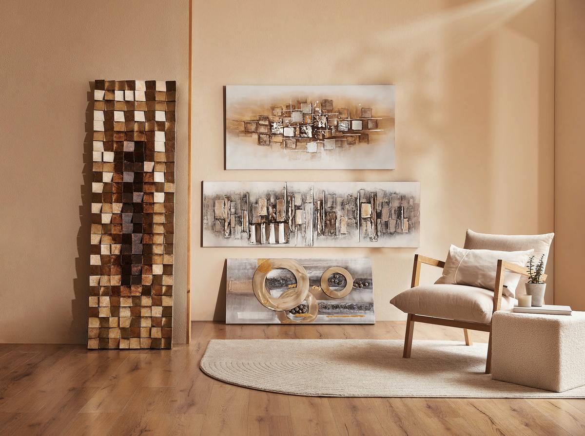 OBRAZ PRZESTRZENNY G120912XL - kolor srebrny/różnokolorowy, Design, tworzywo sztuczne/drewno (180/55cm) - Monee