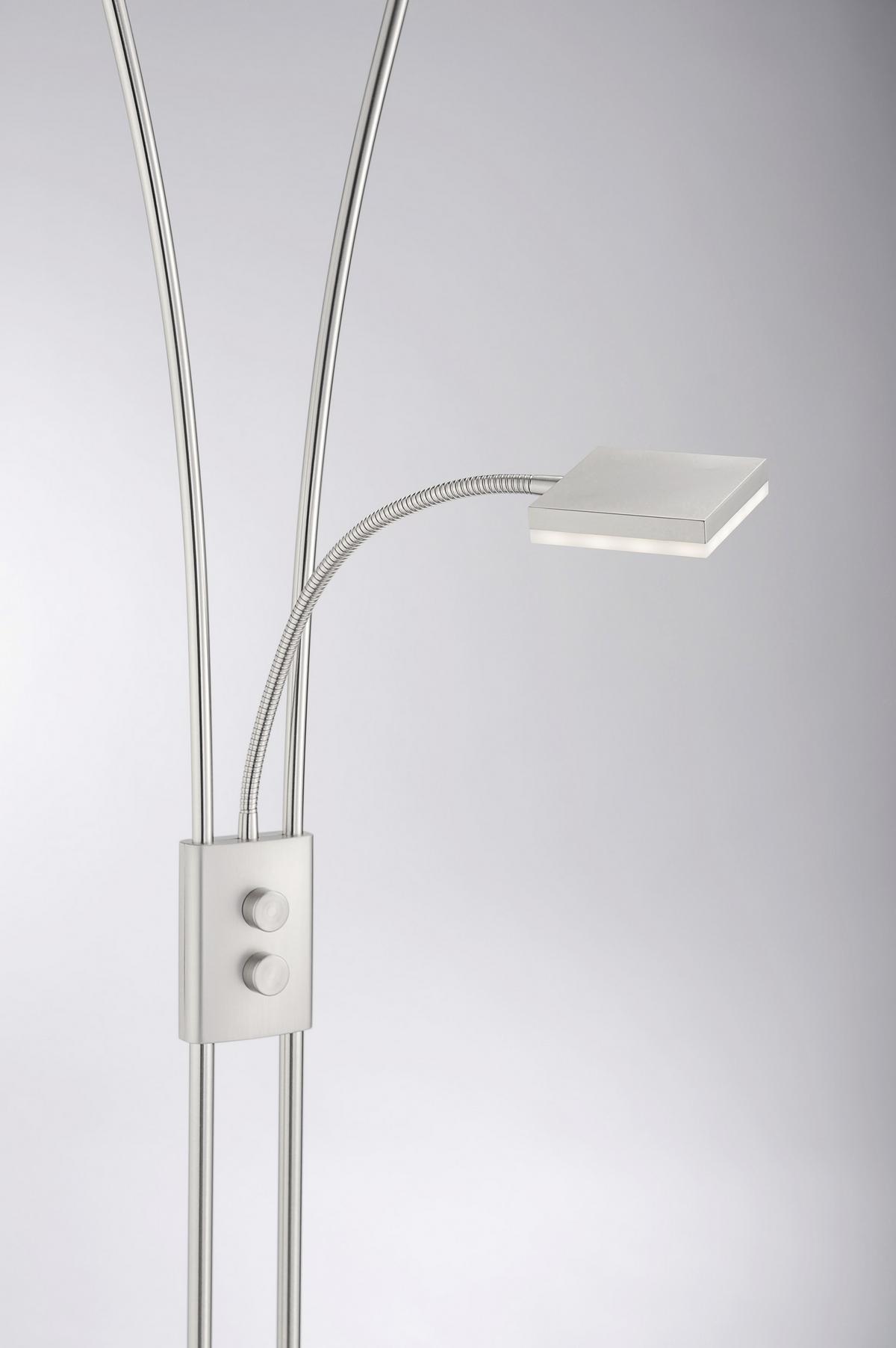 Stehleuchte Helia in Nickelfarben max. 20 Watt - Nickelfarben, Design, Metall (57/57/197,5cm)
