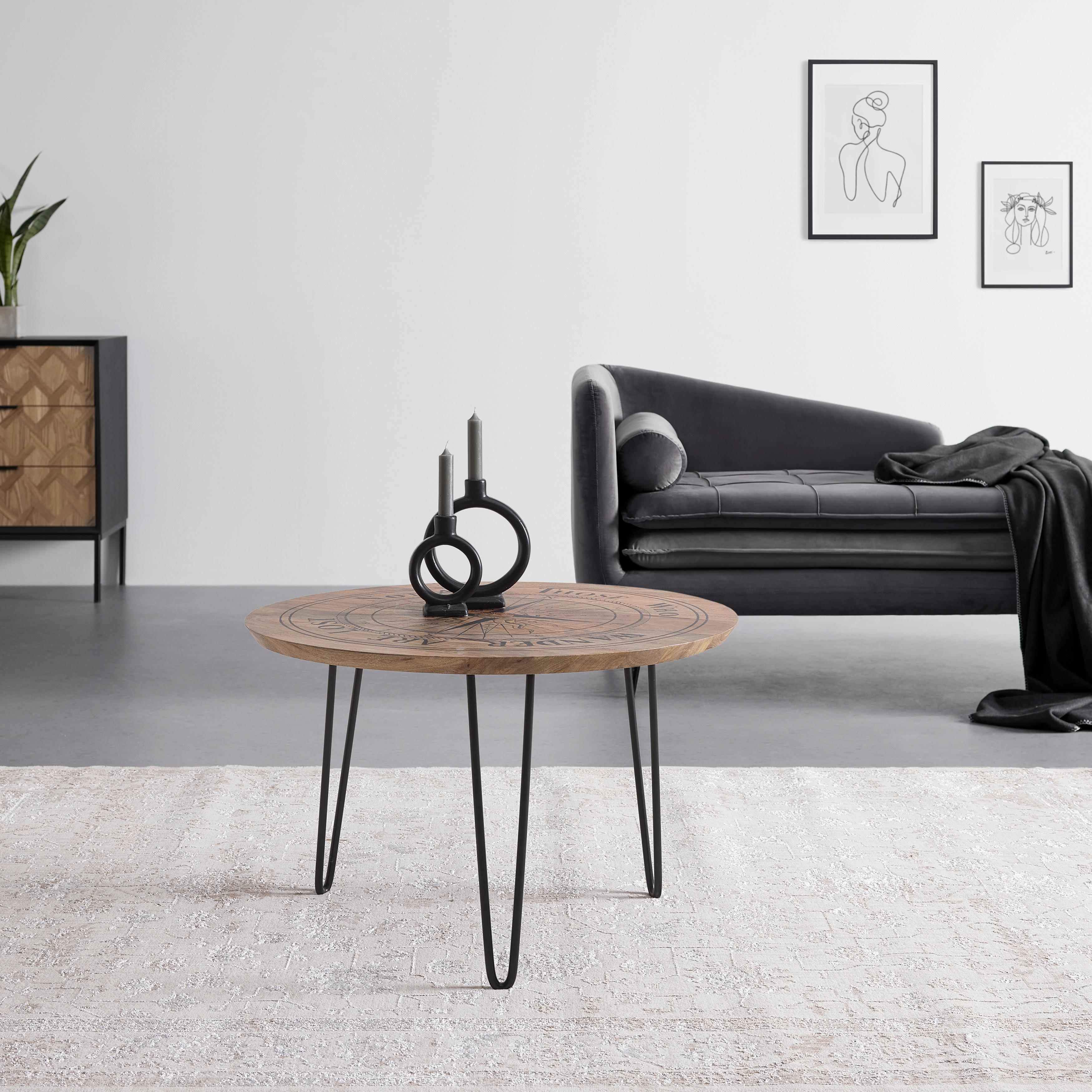 SOFFBORD NEVIS - svart/naturfärgad, Natur, metall/trä (70/70/45cm) - Mömax