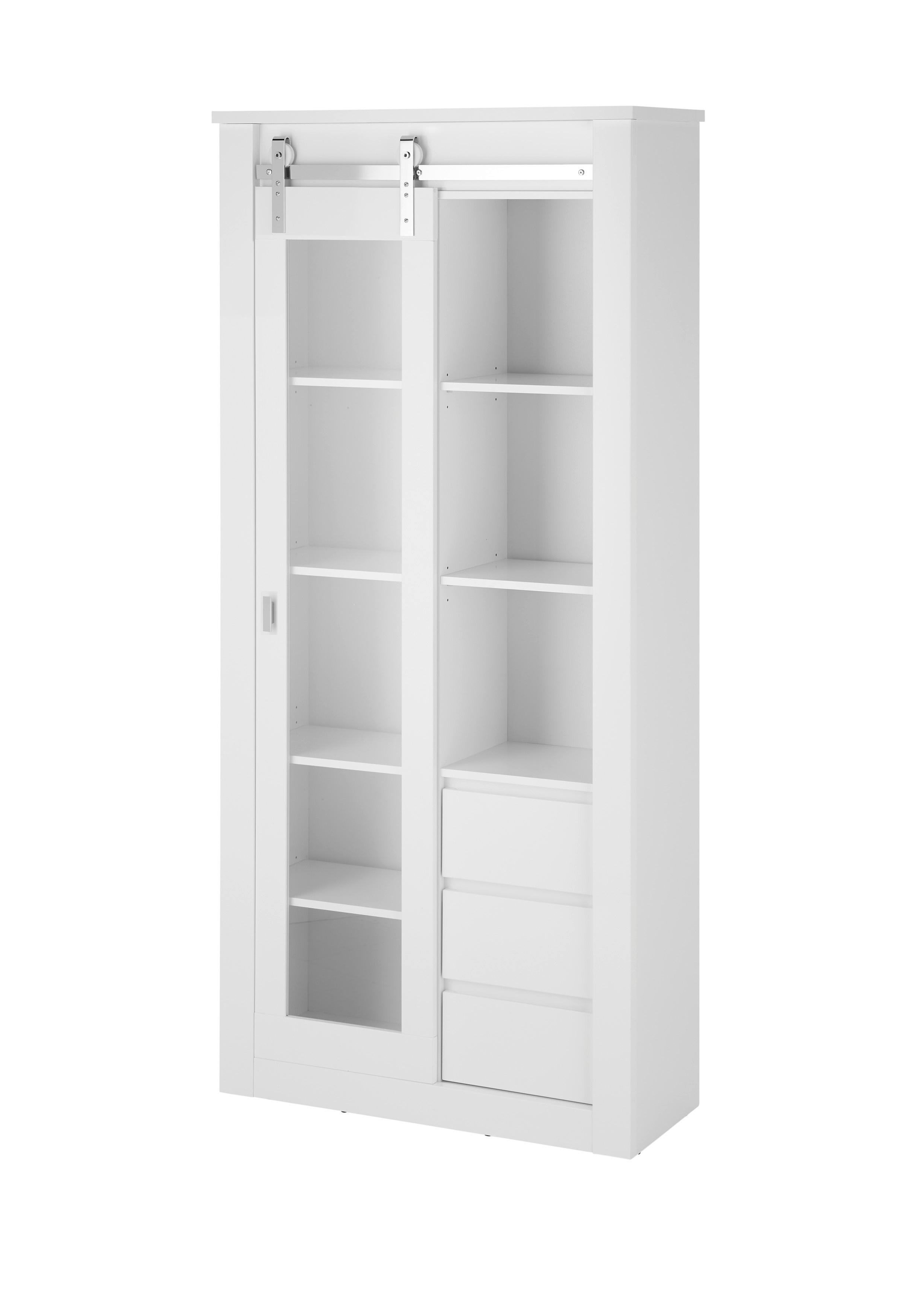 Vitrine Daytona Weiß - Chromfarben/Weiß Hochglanz, Design, Holzwerkstoff/Metall (93/201/38cm) - Livetastic