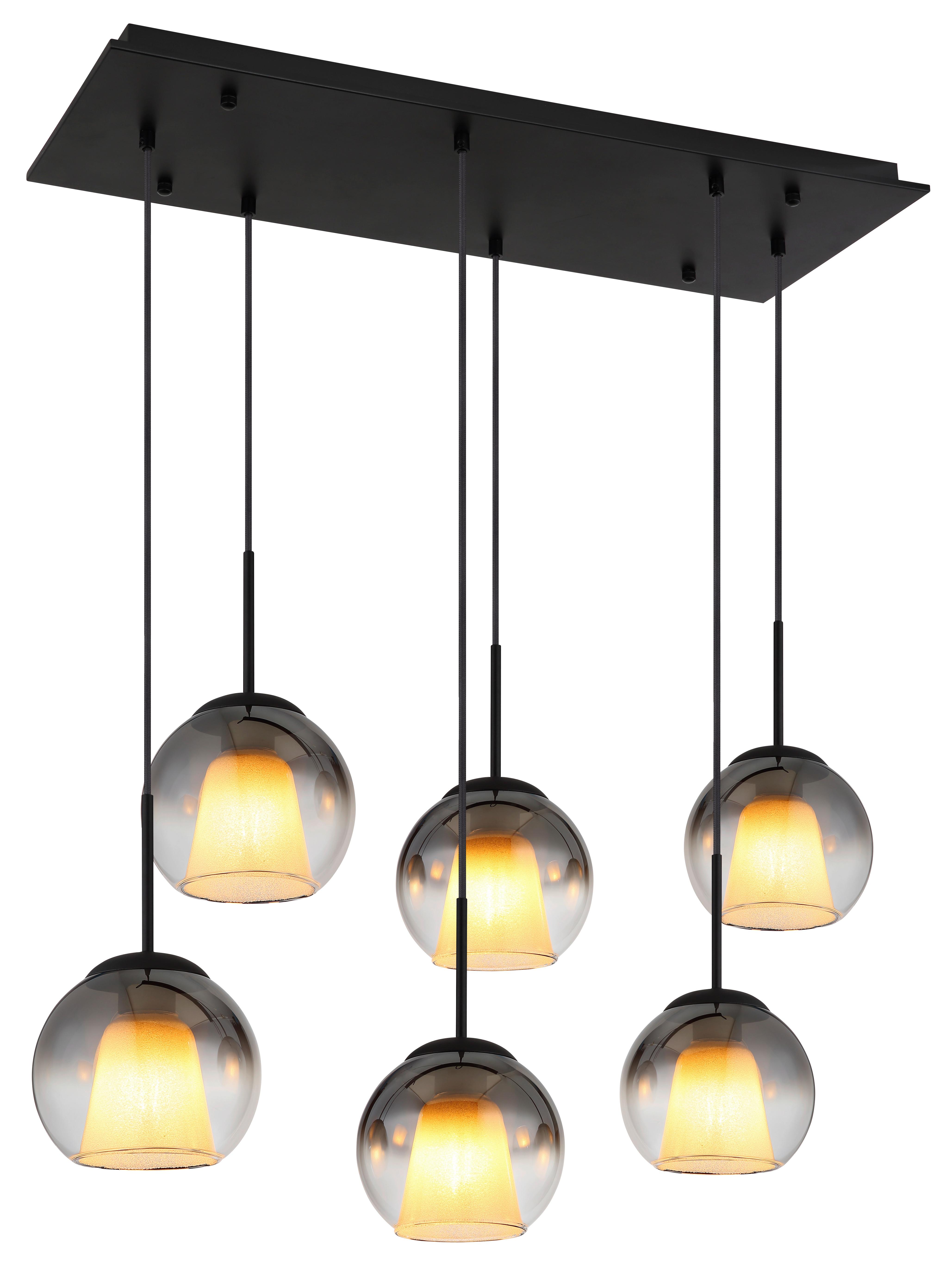 Viseća Svjetiljka Barry - siva/prozirno, Basics, staklo/metal (90/38/120cm) - Globo