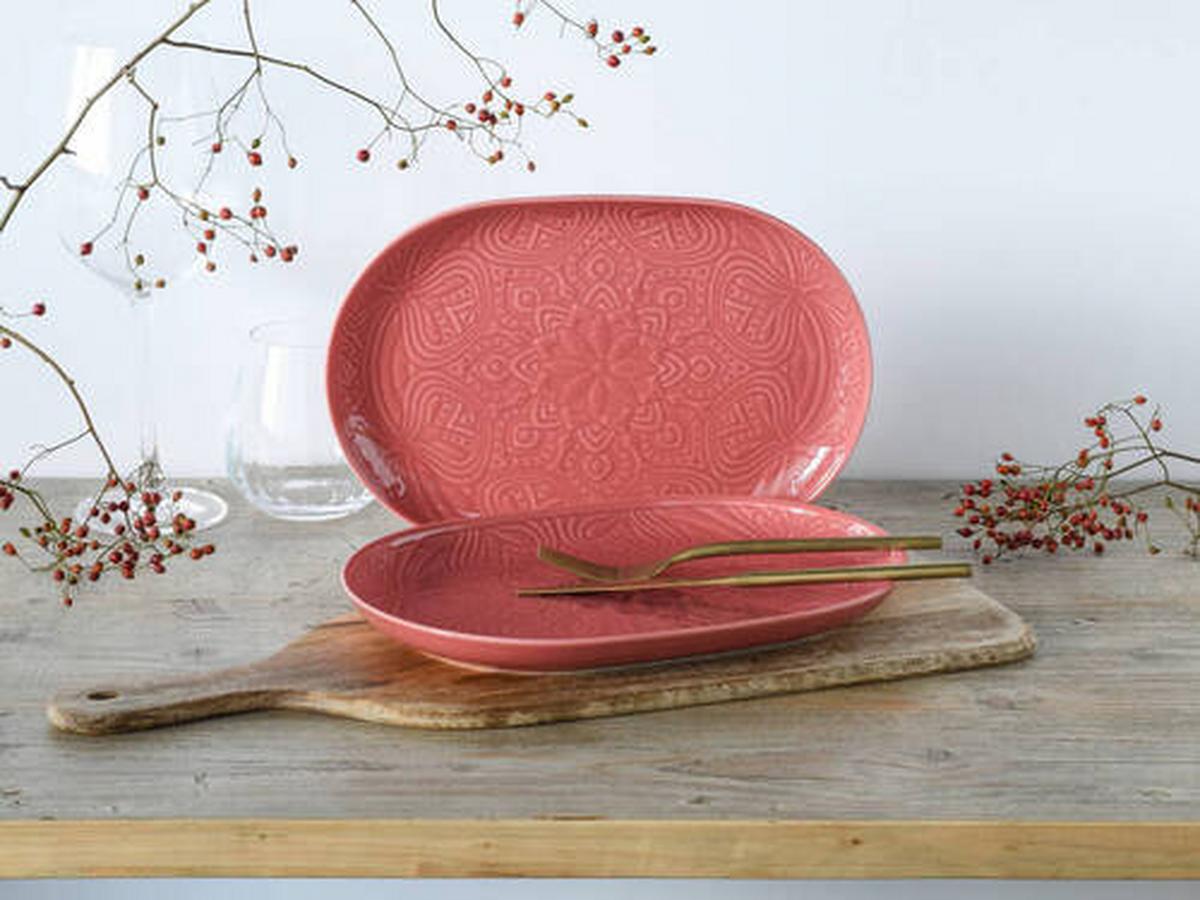 Set Pladnjev Za Serviranje Orient Mandala, 2-Delni - temno roza, Trend, keramika (30/23/7cm) - Creatable