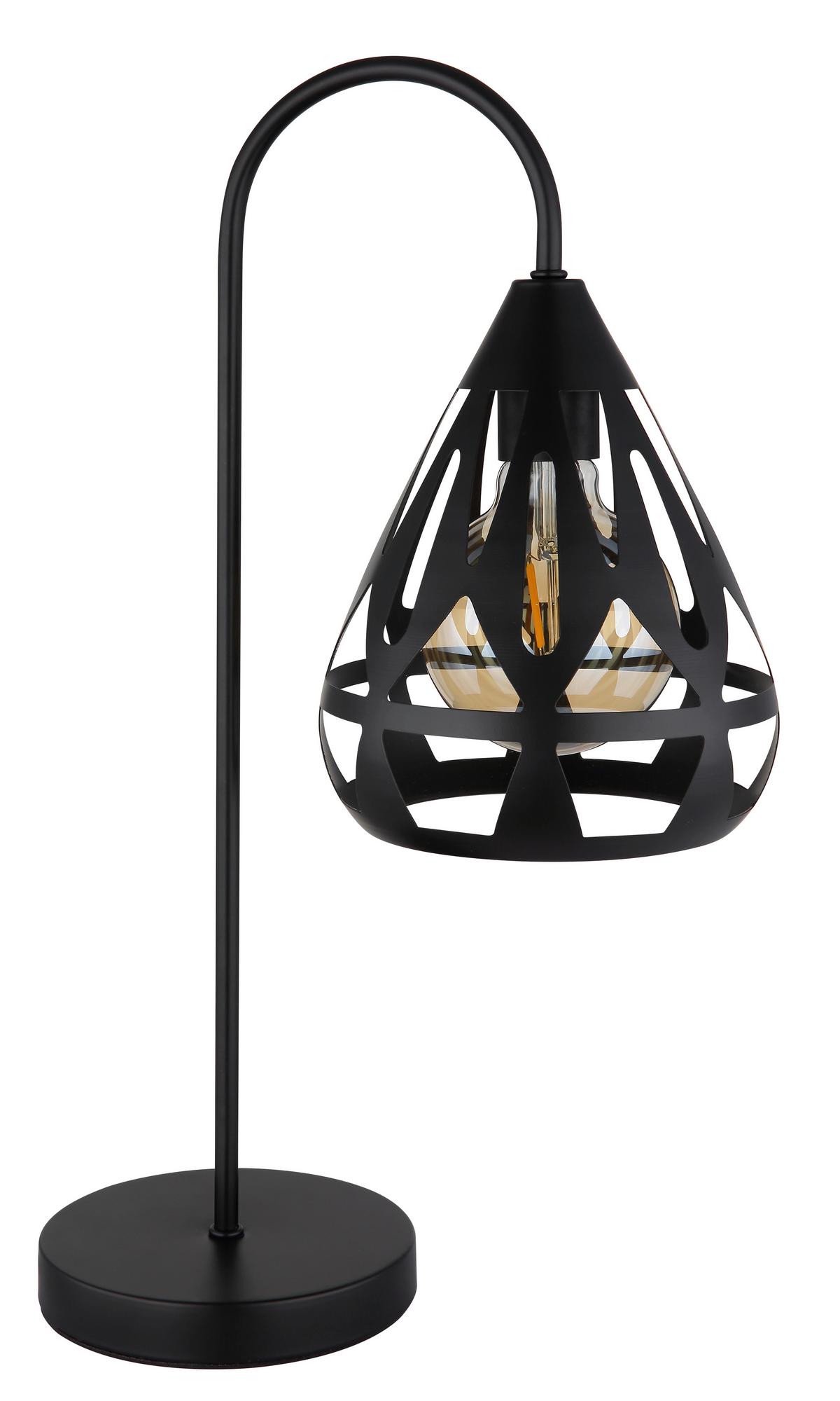 Tischleuchte Hassan Schwarz max. 40 Watt - Schwarz, Design, Kunststoff/Metall (28/17/48cm) - Globo