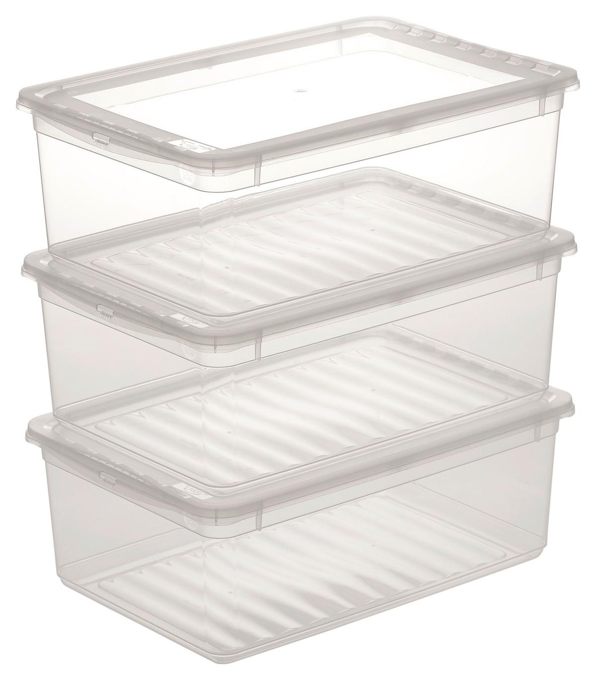 Set cutii pentru depozitare Beate - transparent, plastic (39/26,5/14cm) - Modern Living