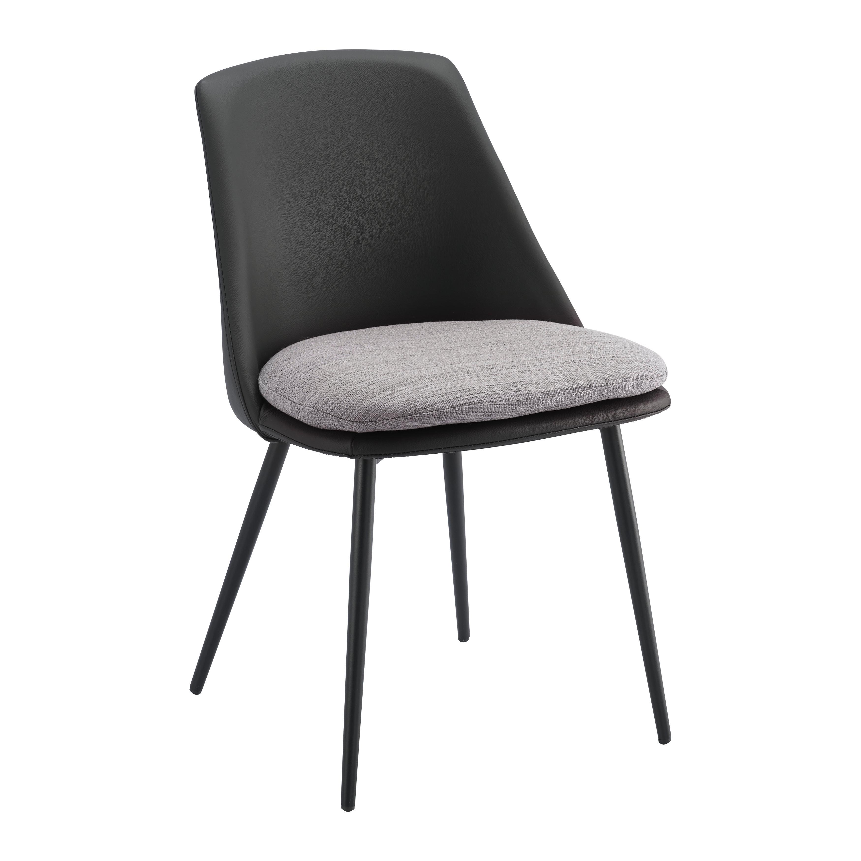 Stol Bianca, Črna, Siva, Usnje - temno siva/siva, Moderno, kovina/umetna masa (50,5/79,5/54,5cm) - Bessagi Home