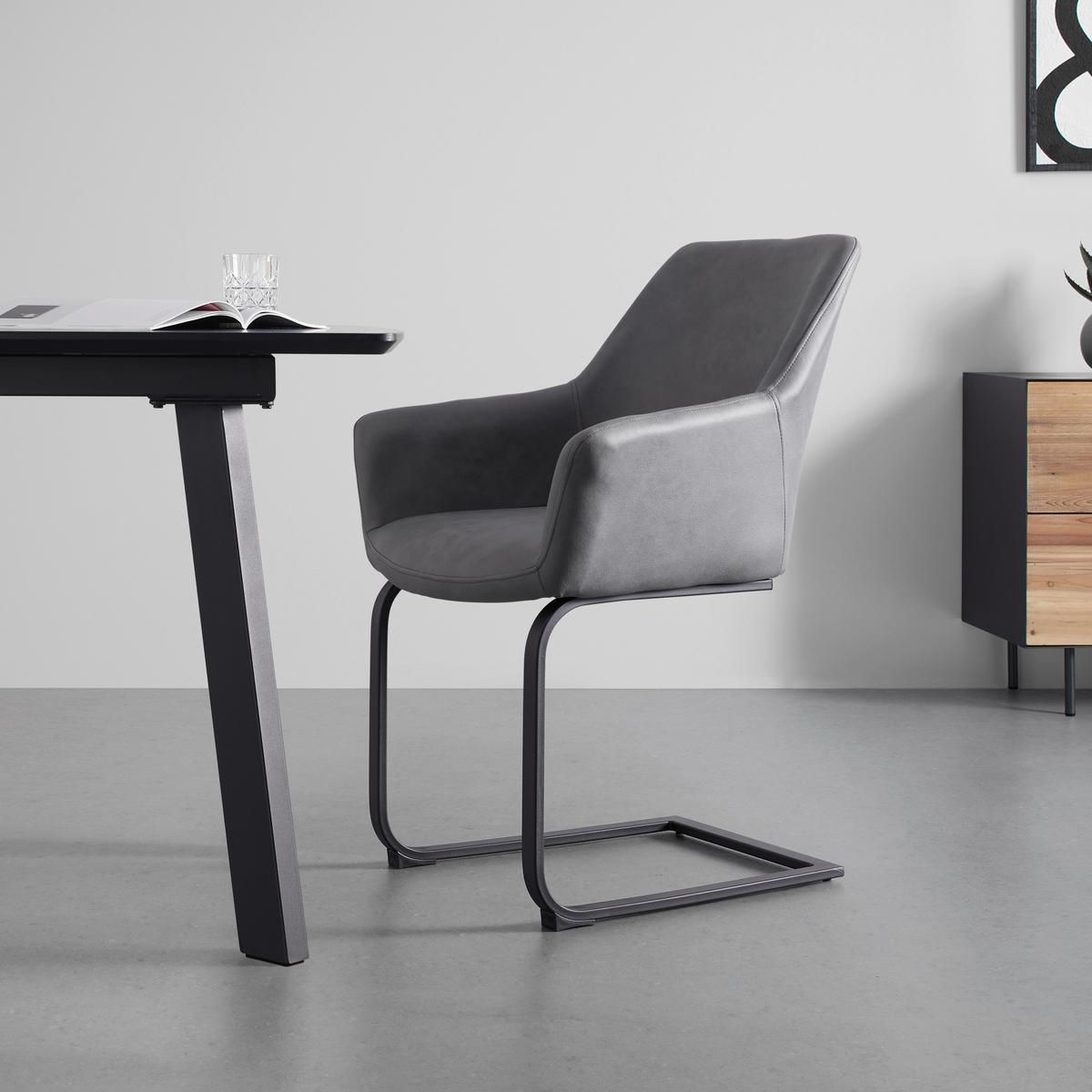 Schwingstuhl Pria Dunkelgrau Mikrofaser Gepolstert - Dunkelgrau/Schwarz, MODERN, Holz/Textil (61/85/62cm) - Bessagi Home