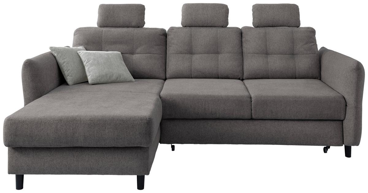 Wohnlandschaft Brizzini Graubraun Chenille - Graubraun/Hellgrau, MODERN, Holz/Textil (176/250-280cm) - Livetastic