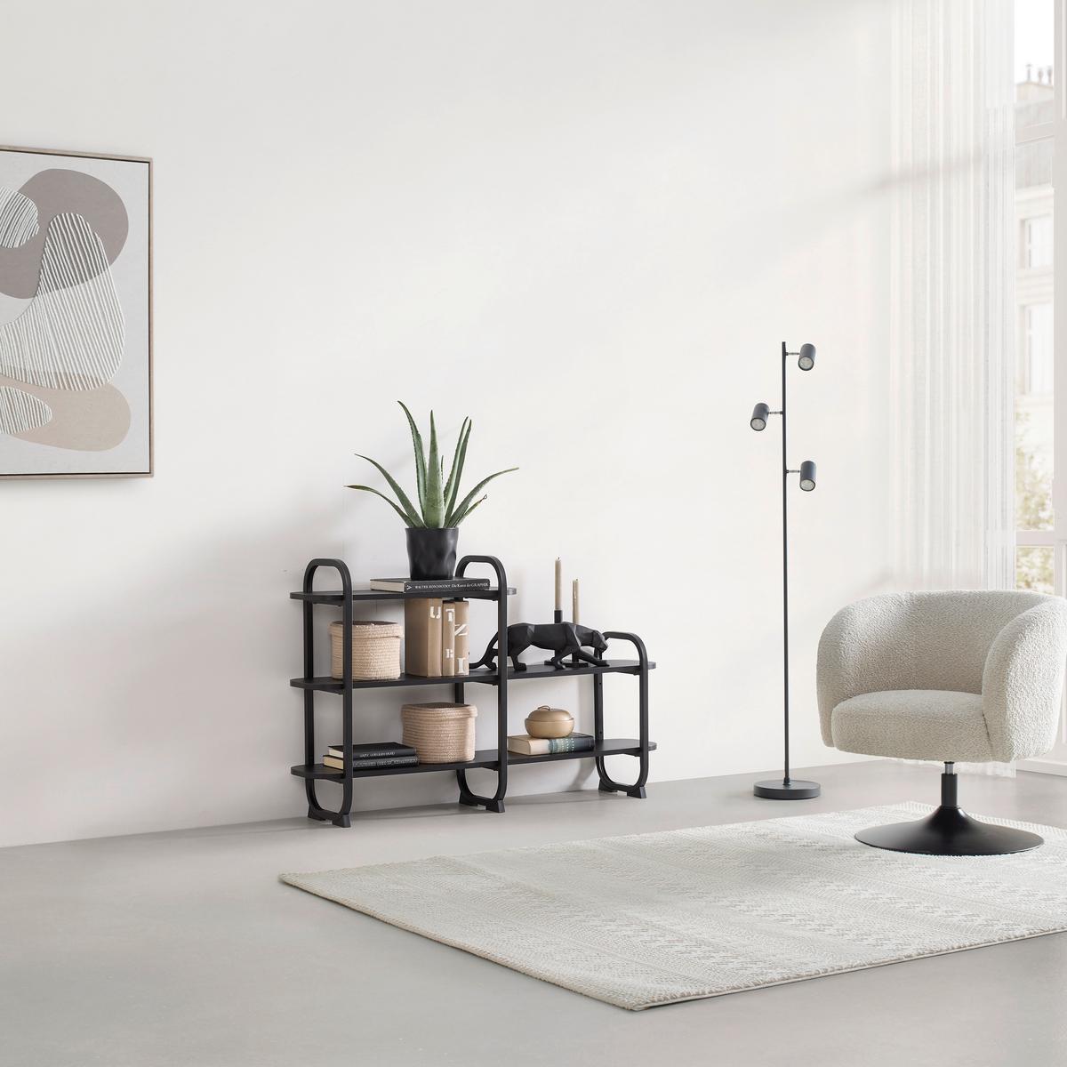 Polc Bend - fekete, Modern, faalapú anyag/fém (115/72/27cm) - Mömax