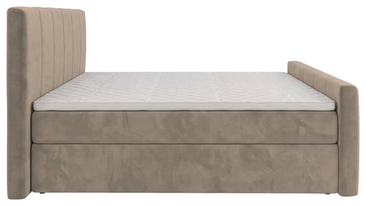 Boxbett Dana Plus Graubraun ca. 160x200cm - Graubraun/Schwarz, Kunststoff/Textil (160/200cm) - Based