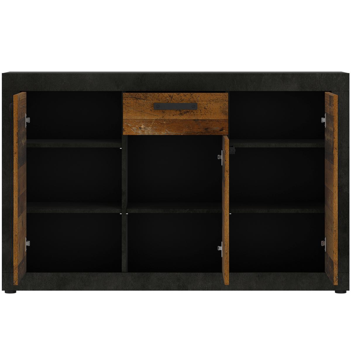 Komoda Kassel - boje hrasta/crna, Romantično / ladanjski, drvni materijal/plastika (135,2/86/35cm) - Modern Living