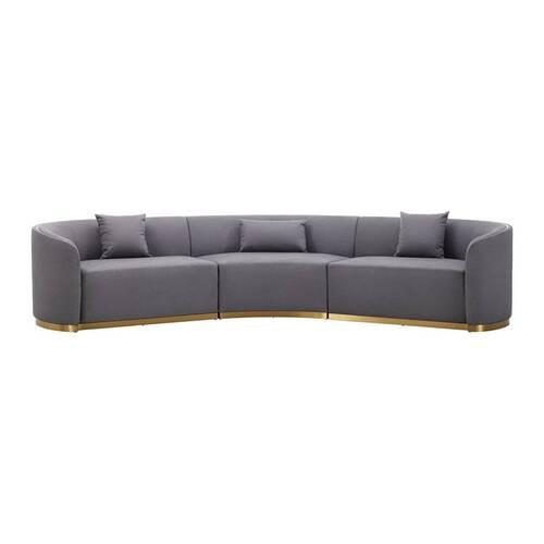 DUŻY NAROŻNIK PIA - kolor złoty/szary, Modern, metal/drewno (362/75/88cm) - Bessagi Home