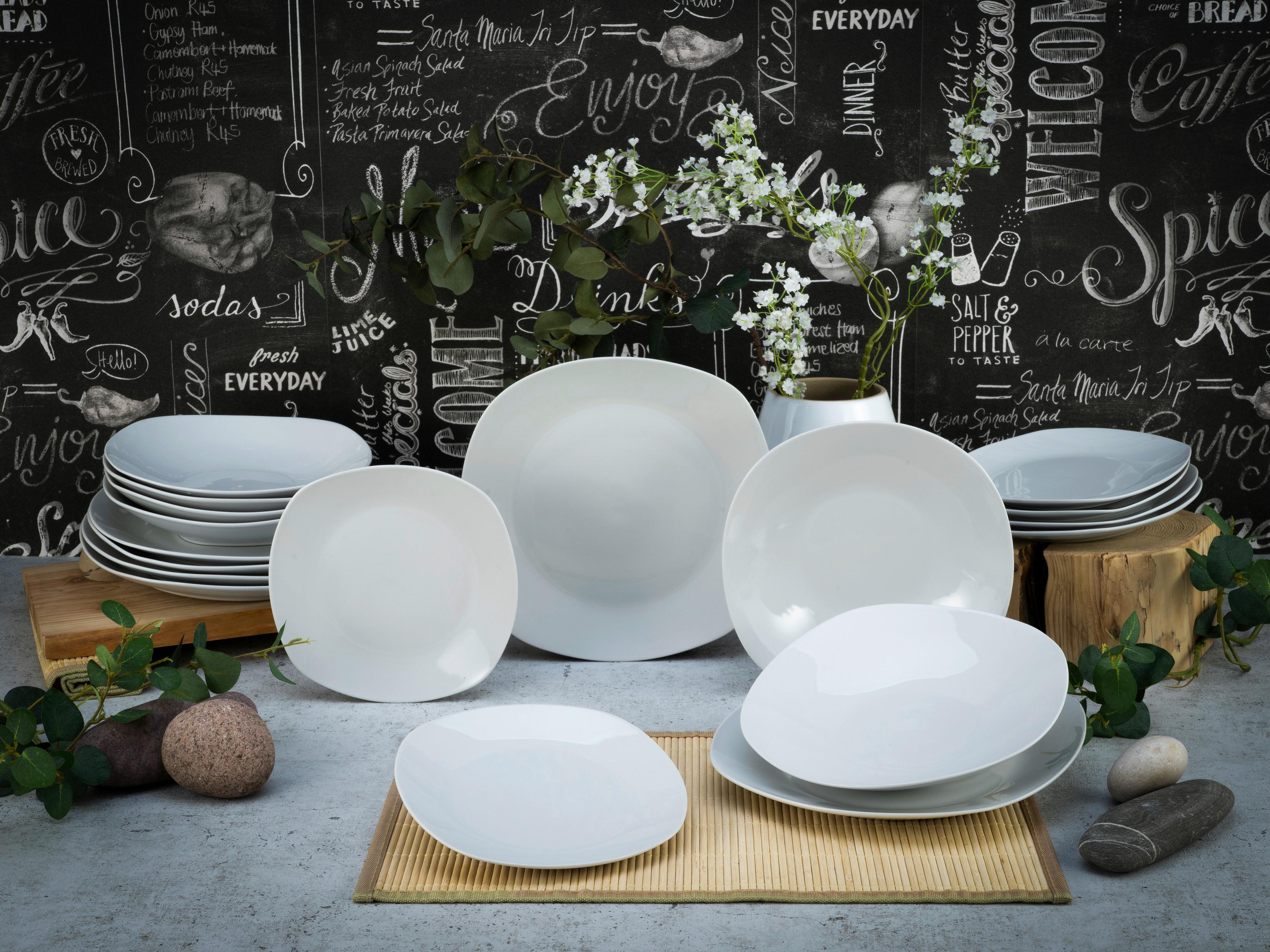 Tafelservice Weiß, 18-teilig - Weiß, Basics, Keramik - Creatable