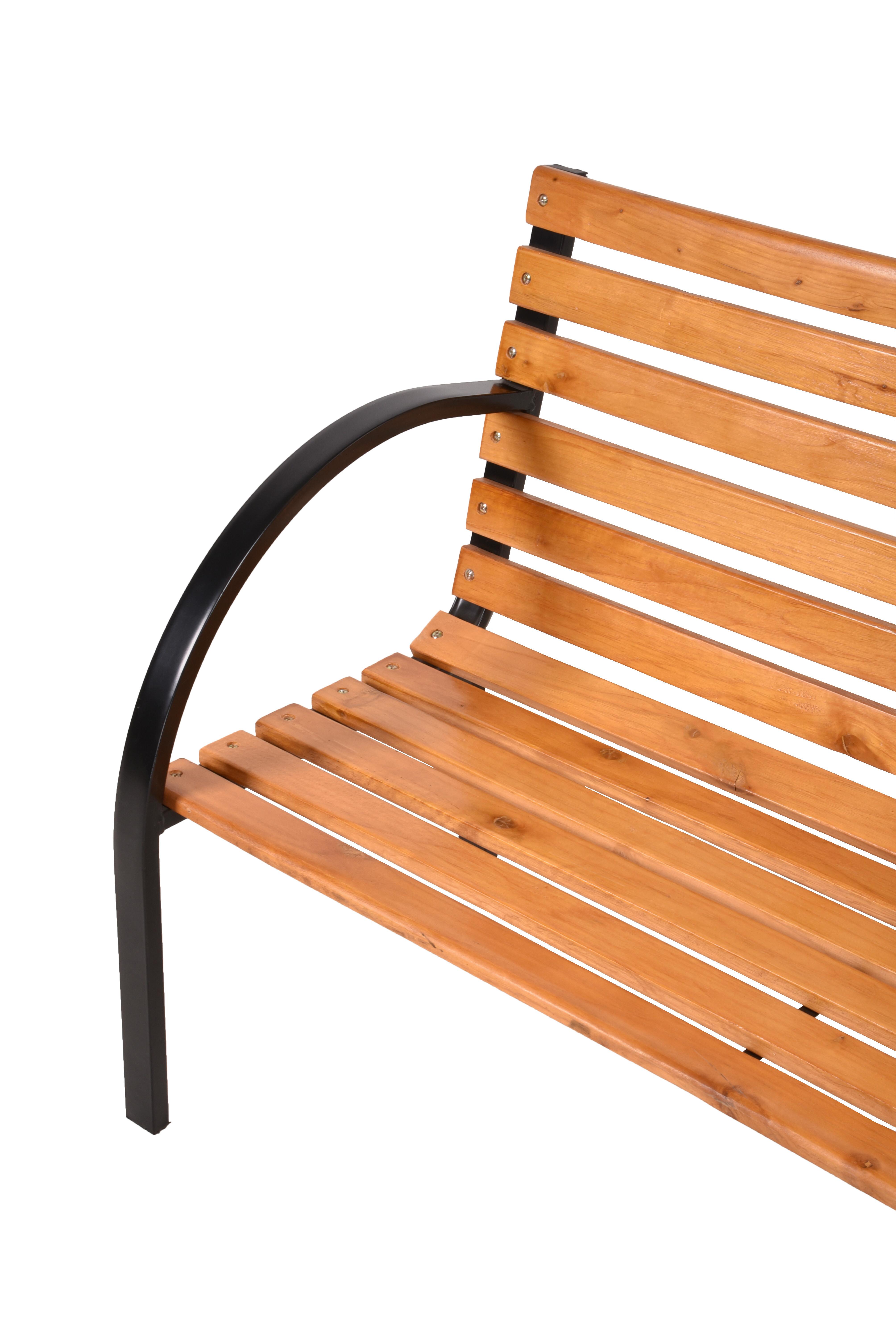 Gartenbank Holz Bellevue ca. 122x80x60 cm - Schwarz/Braun, Basics, Holz/Metall (122/80/60cm) - Gardenson