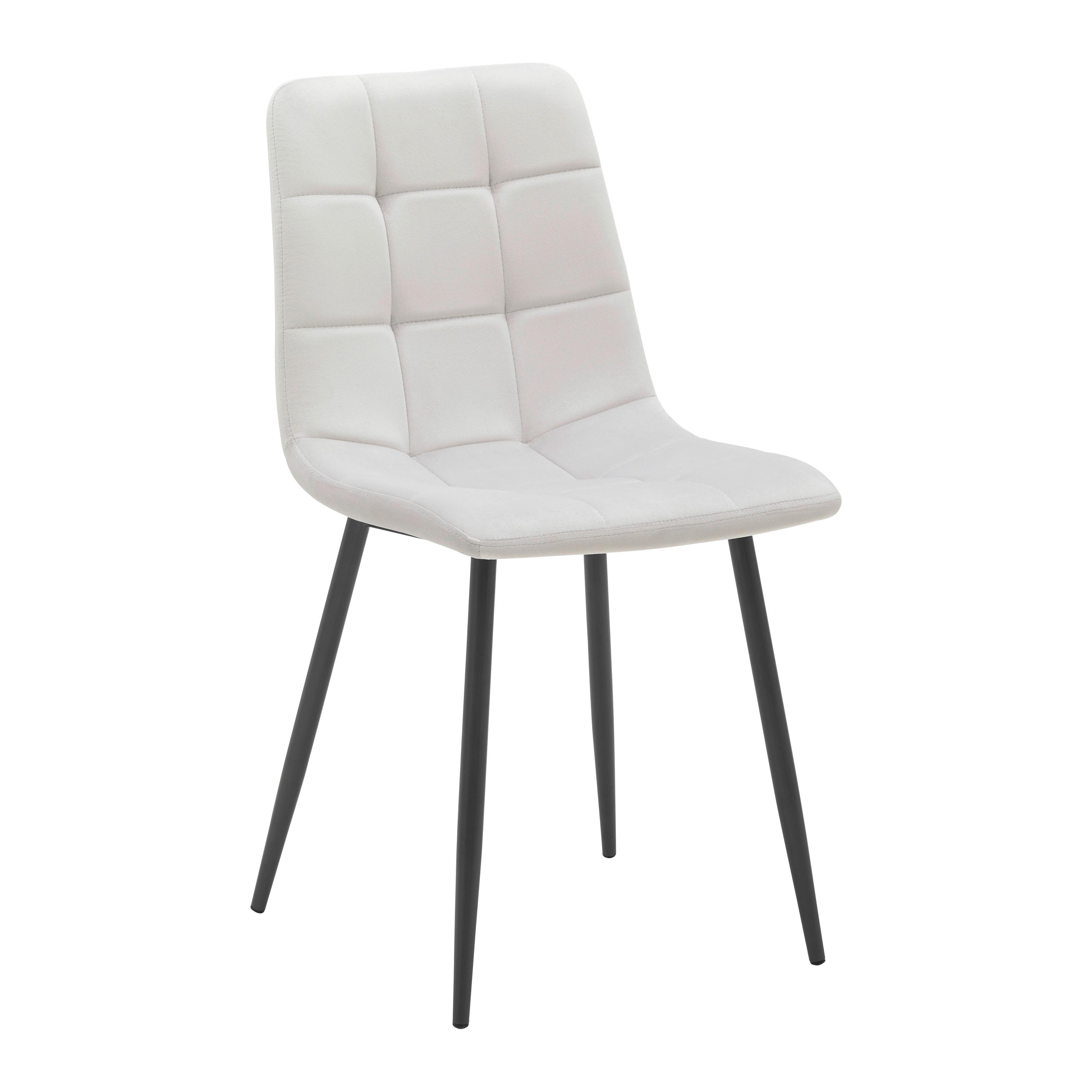 Stuhl Ria Hellgrau Samt Gepolstert - Hellgrau/Schwarz, MODERN, Holz/Textil (43,5/87/54cm) - Bessagi Home