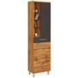 Hochschrank Anthrazit/Eichefarben - Chromfarben/Eichefarben, MODERN, Glas/Holzwerkstoff (50/194/33cm) - Premium Living Hochschrank Anthrazit/Eichefarben - Chromfarben/Eichefarben, MODERN, Glas/Holzwerkstoff (50/194/33cm) - Premium Living