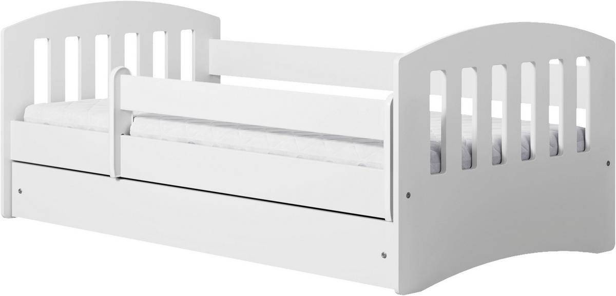 Otroška Postelja Classic 1, Bela, 80x180cm - bela/barve breze, Moderno, tekstil/leseni material (80/180cm) - MID.YOU
