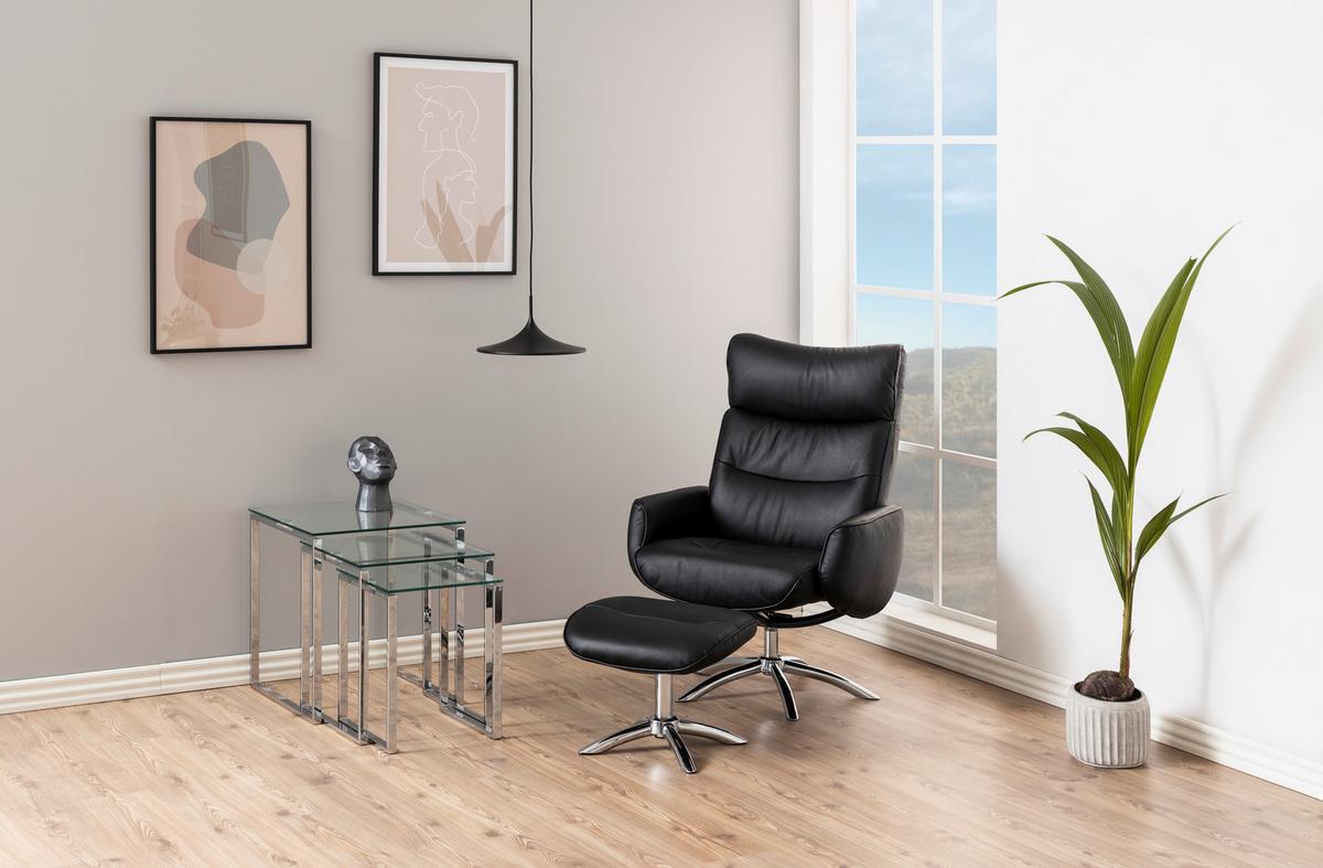 ZESTAW STOLIKÓW BOCZNYCH KATRINE - przejrzysty/kolor chromowy, Trend, metal/szkło (36-50/36-50/45-55cm)