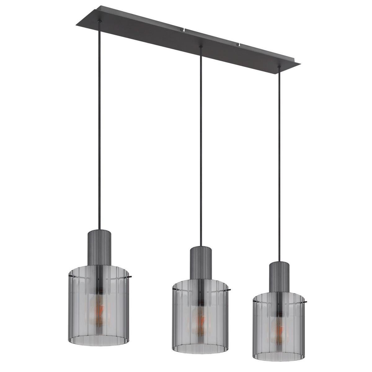 Hängeleuchte Tulivar Dunkelgrau max. 40 Watt - Dunkelgrau, Design, Glas/Metall (98/18/120cm) - Globo