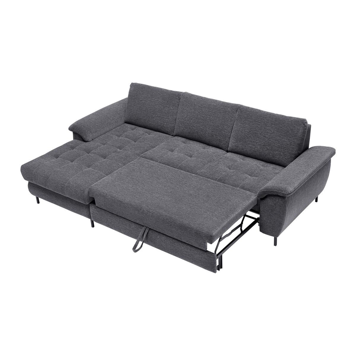 Ecksofa Focus L Grau Chenille - Schwarz/Grau, KONVENTIONELL, Holz/Textil (256/167cm) - Based