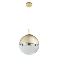 Hängeleuchte Varus in Goldfarben max. 40 Watt - Transparent/Goldfarben, Design, Glas/Metall (25/120cm) - Globo
