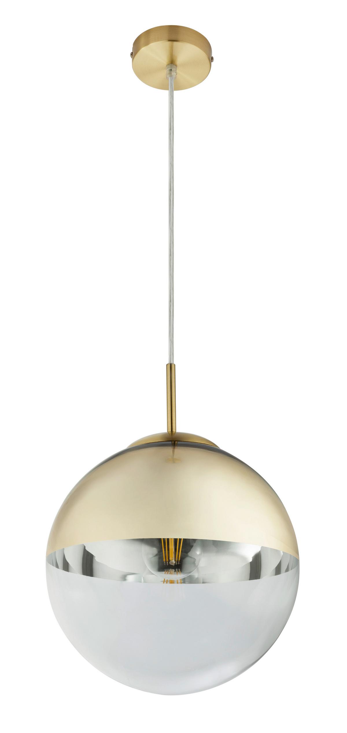 Hängeleuchte Varus in Goldfarben max. 40 Watt - Transparent/Goldfarben, Design, Glas/Metall (25/120cm) - Globo