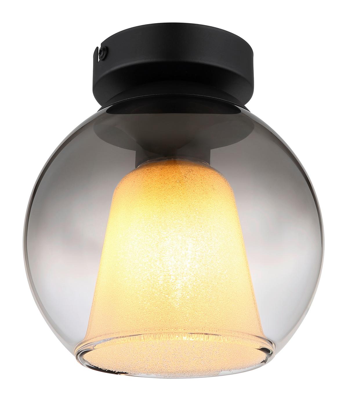 DECKENLEUCHTE 15749D BARRY - Klar/Schwarz, Basics, Glas/Metall (18/19cm) - Globo