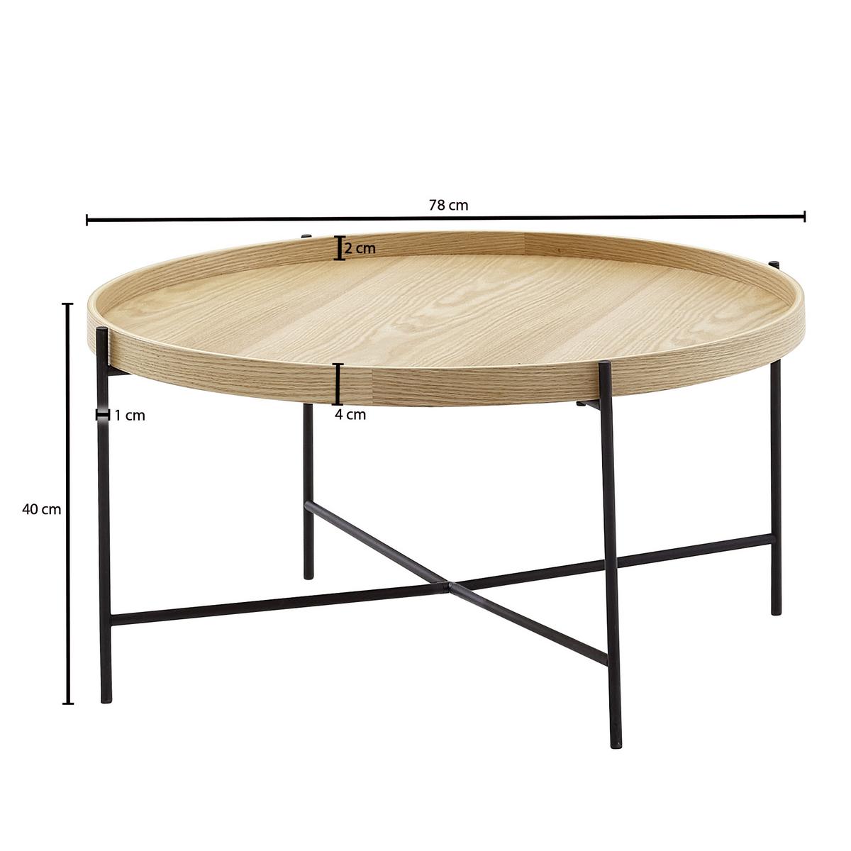 Couchtisch rund Holzdekor Braun/Schwarz - Schwarz/Braun, MODERN, Holzwerkstoff/Metall (78/78/40cm) - MID.YOU