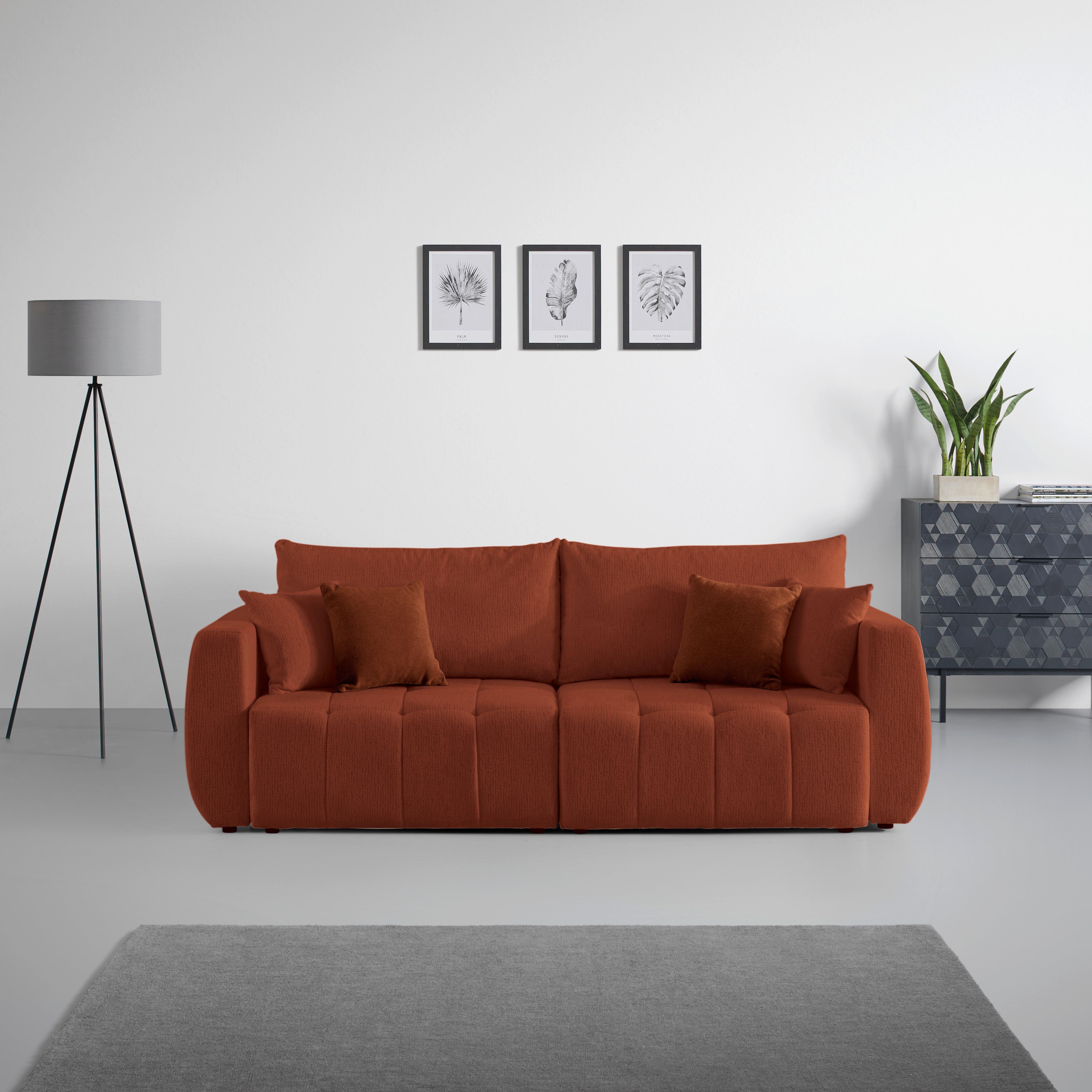 Schlafsofa Bologna Koralle - Koralle/Beige, Holz/Textil (245/74-90/104cm) - Mömax