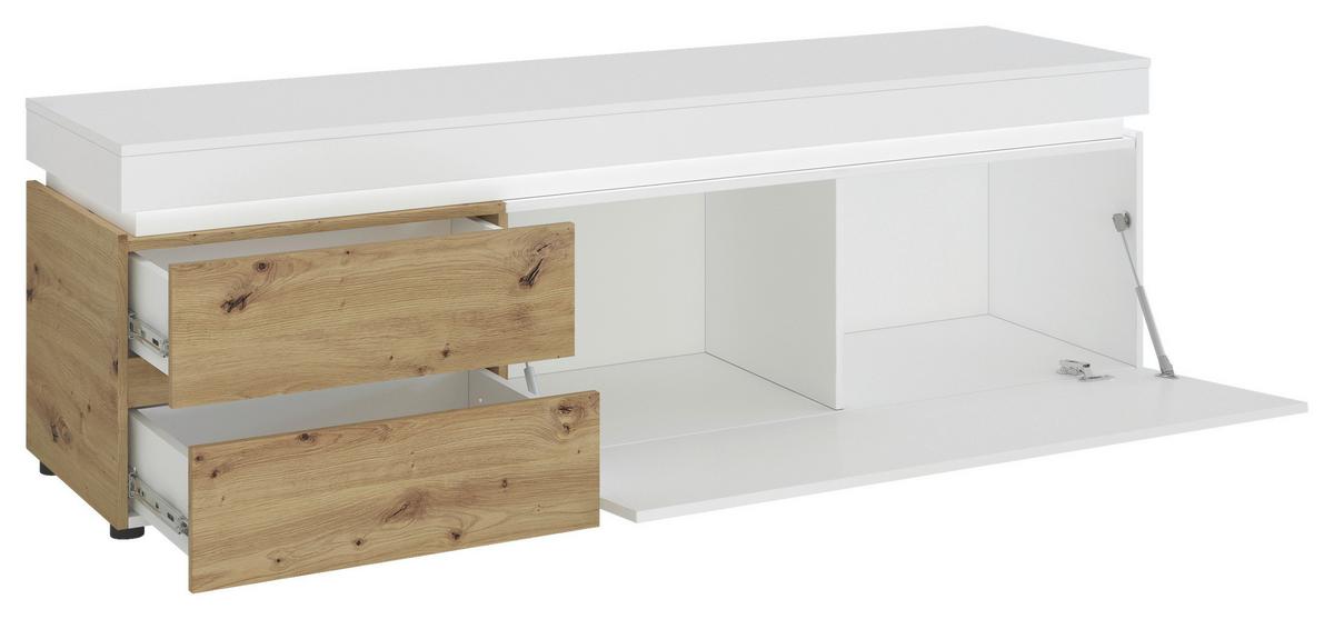 Comodă TV LUCI - alb/stejar Artisan, Trend, material pe bază de lemn (180,5/56,6/48cm) - Modern Living