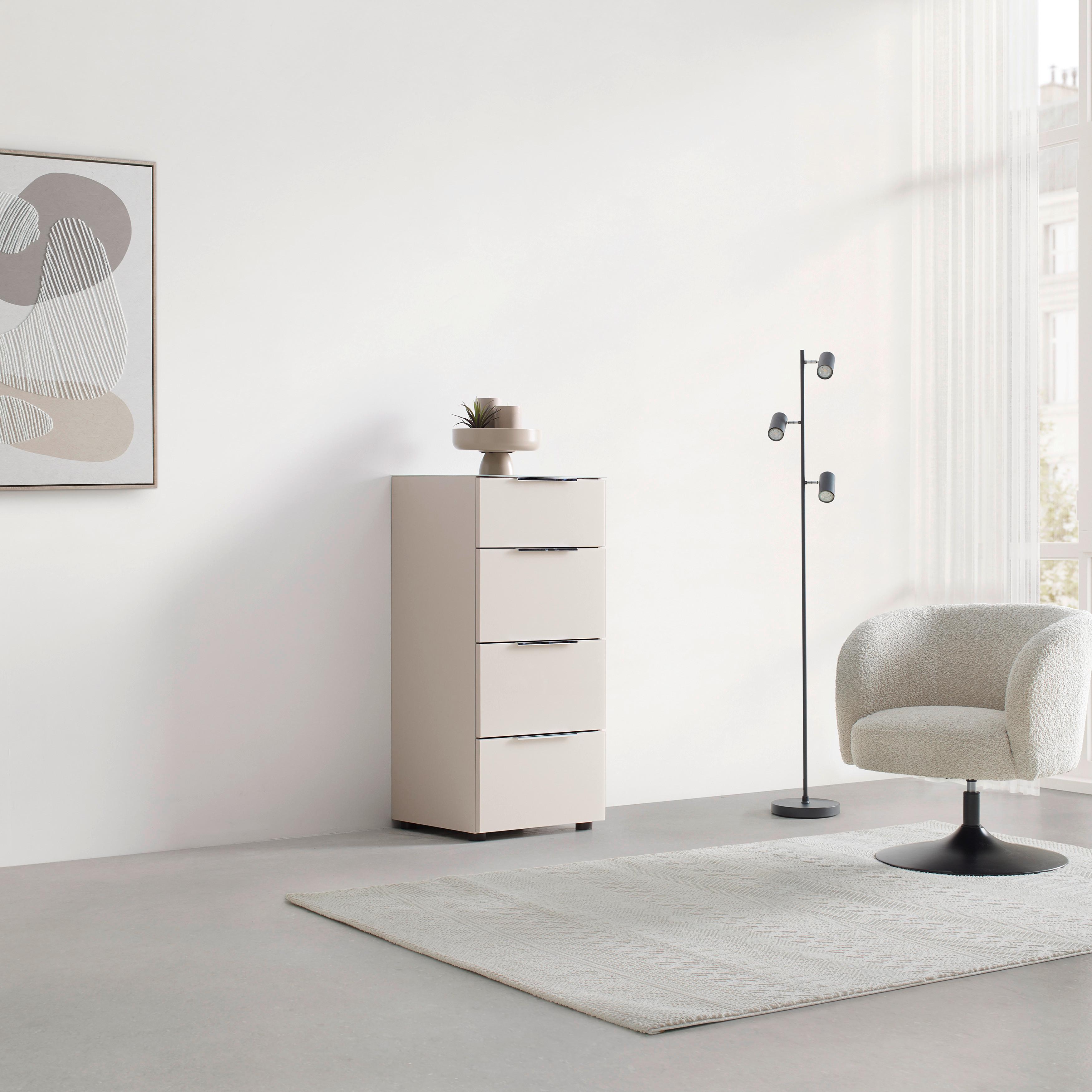 Kommode Siena Kaschmir - Chromfarben/Kaschmir, Modern, Glas/Holzwerkstoff (45/99/40cm) - Mömax