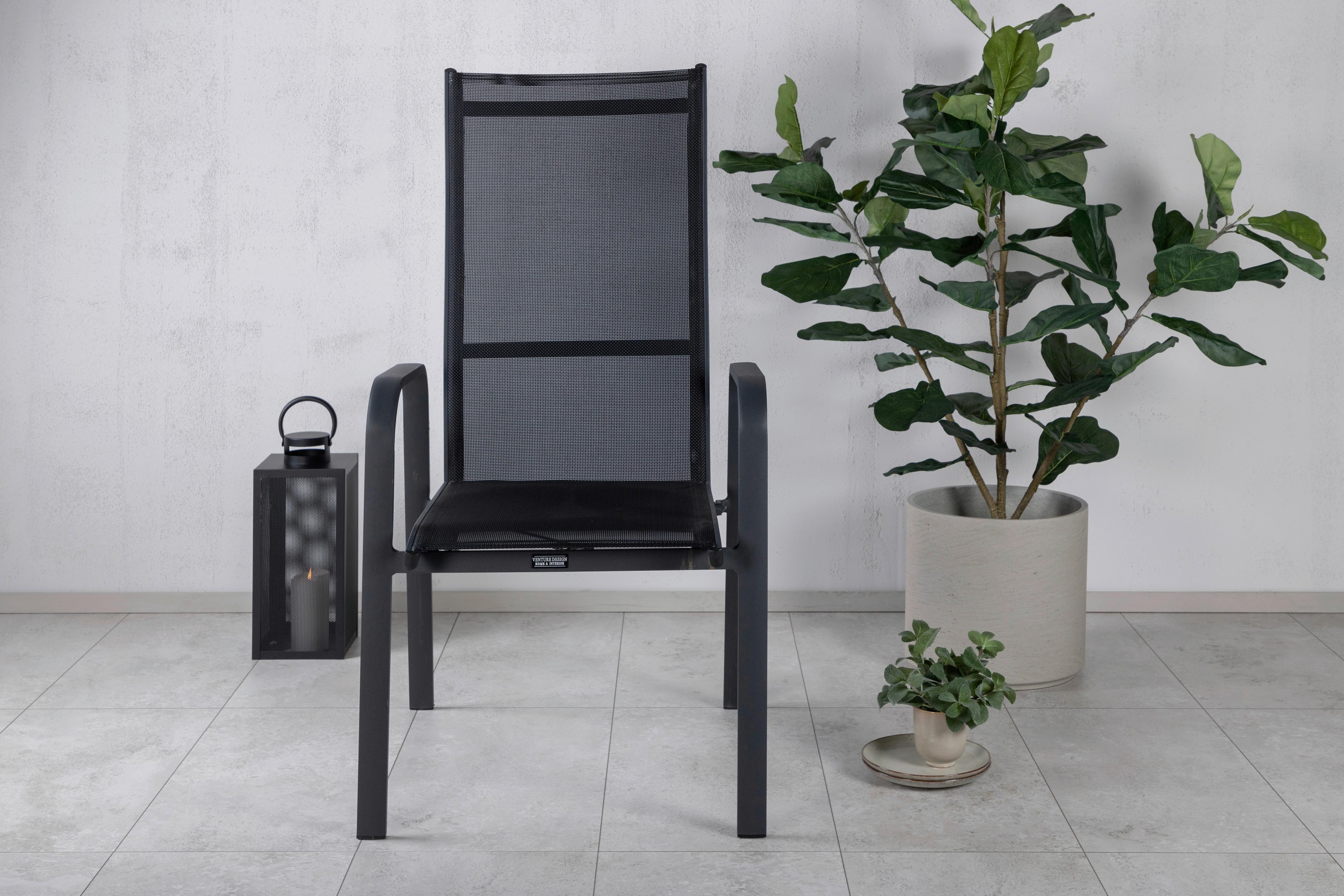 Gartensessel-2er Set Copacabana Schwarz - Schwarz, KONVENTIONELL, Metall (56.5/110/65cm) - Gardenson