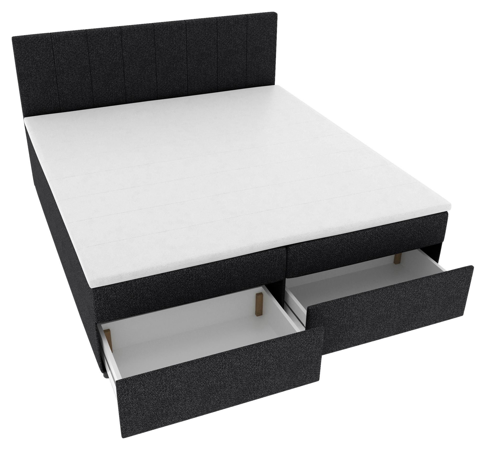 Boxbett Odin Schwarz ca. 180x200cm - Schwarz, KONVENTIONELL, Kunststoff/Textil (180/200cm) - Based