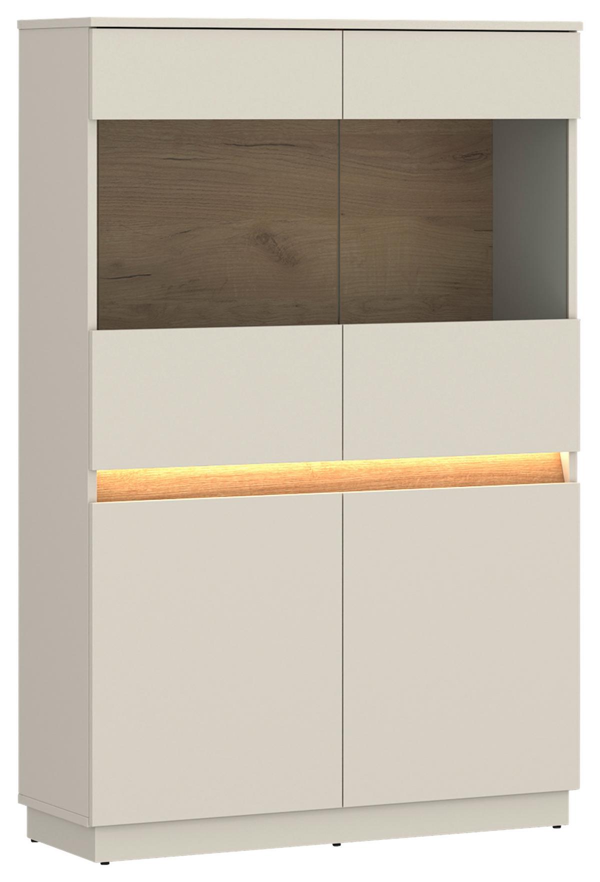 Visoka Komoda Samu, Kašmir, Barva Hrasta - kašmir, Moderno, umetna masa/steklo (90,2/140/35cm)