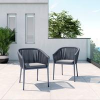 Gartensessel-Set 2-er Benicia Grau aus Metall/Textil - Dunkelgrau/Grau, MODERN, Textil/Metall (56/76/65cm) - Bessagi Garden