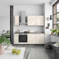 Küchenblock Riva Low m. Geräten Weiß - Schieferfarben/Edelstahlfarben, MODERN, Holzwerkstoff/Metall (210cm) - Nobilia